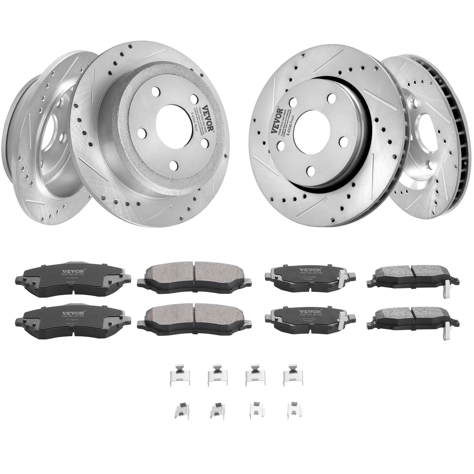 Drilled Slotted Front&Rear Brake Rotors Pads Kit for 07-2017 Jeep Wrangler - Bild 1 von 10