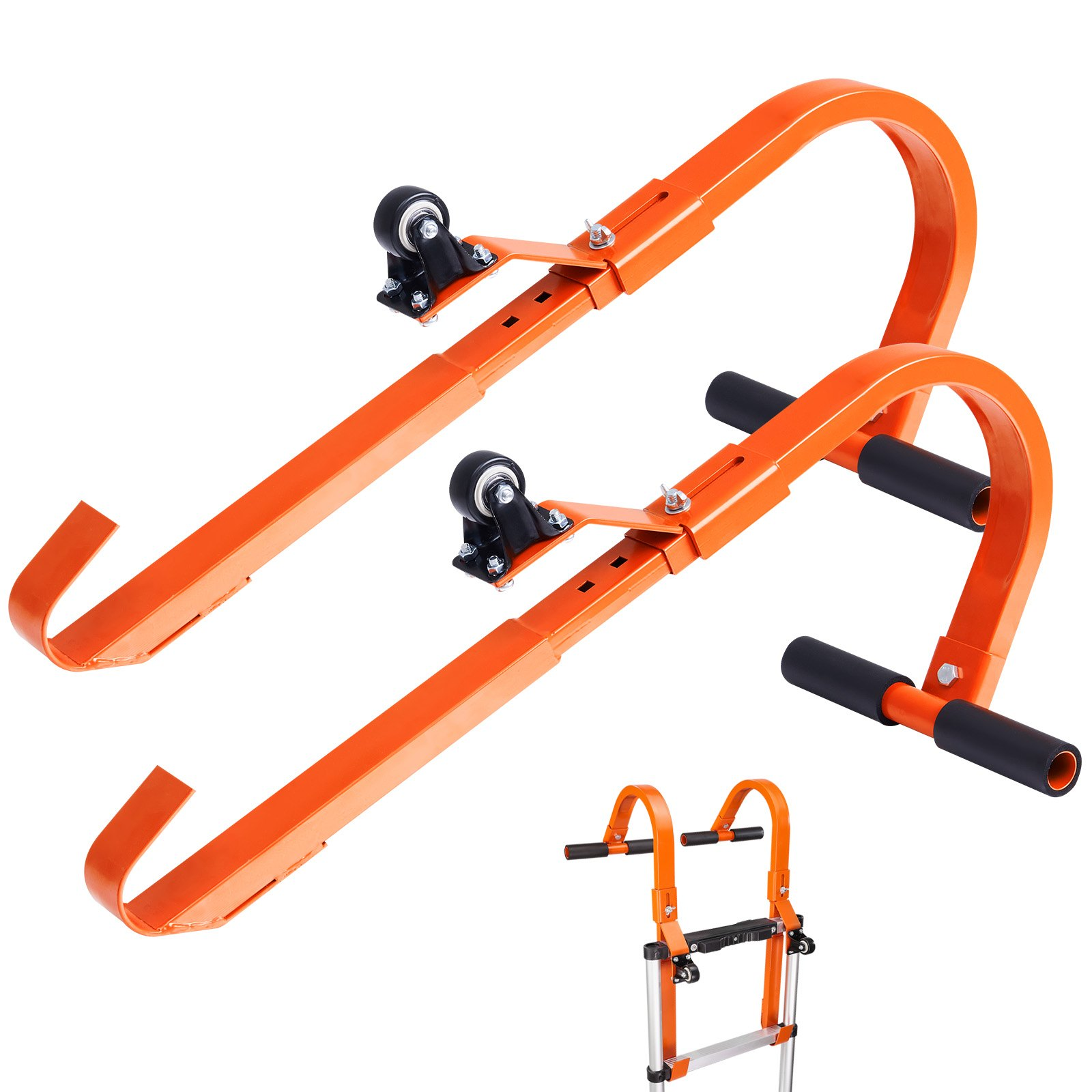 Ladder Roof Hook Stabilizer 2 Pack with Wheels - Heavy-Duty Steel Construction,