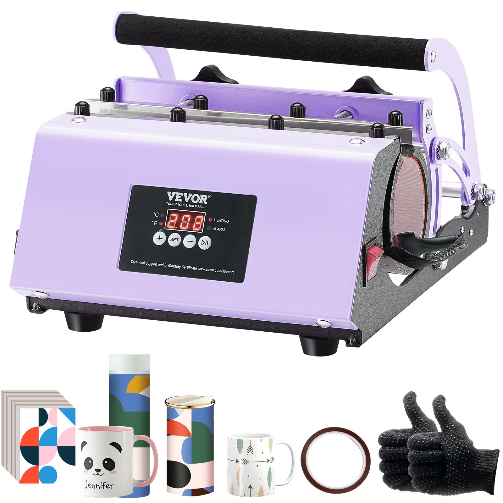 VEVOR Tumbler Heat Press Machine 11-30oz Mug Press Sublimation Tumblers Purple