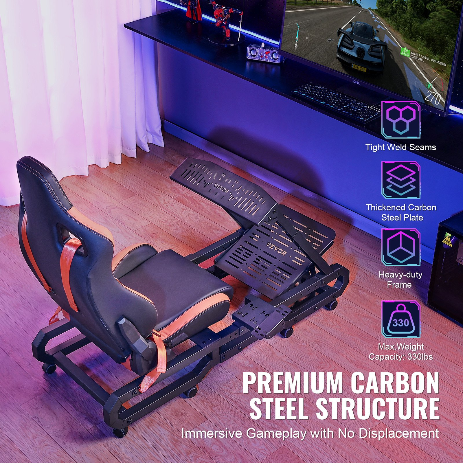 Heavy Duty Racing Wheel Stand for Logitech G923/G920/G29 Max Load 330LBS - Picture 2 of 10