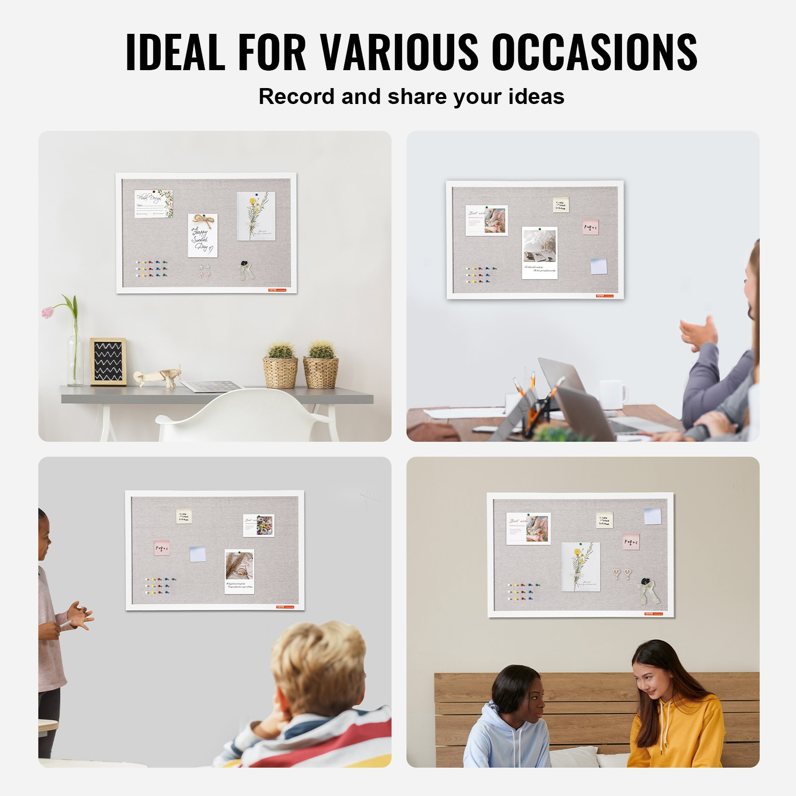 30"x20" White Cork Board with Linen Surface – Stylish Wall-Mounted Bulletin Boa - Picture 5 of 10