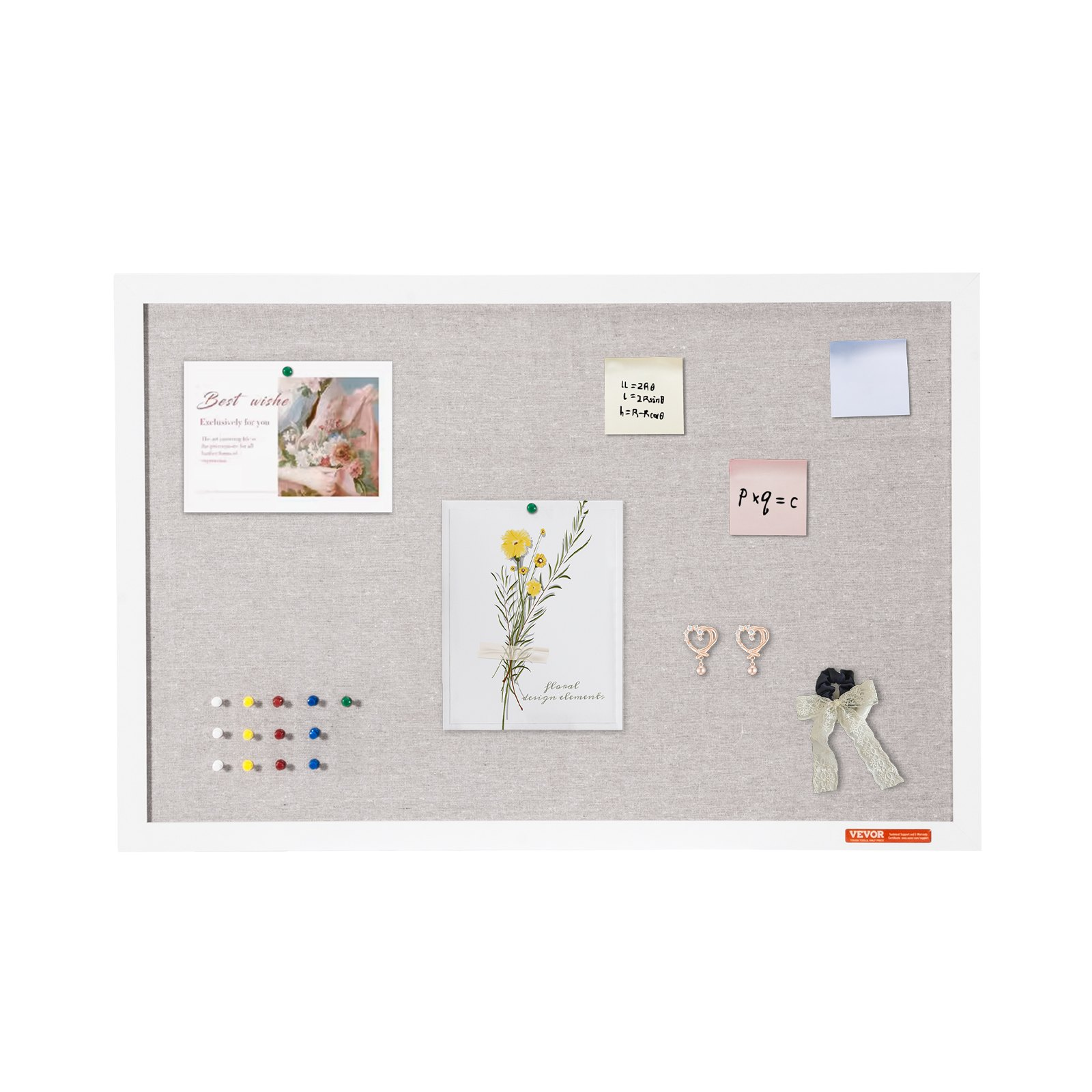 30"x20" White Cork Board with Linen Surface – Stylish Wall-Mounted Bulletin Boa - Picture 8 of 10