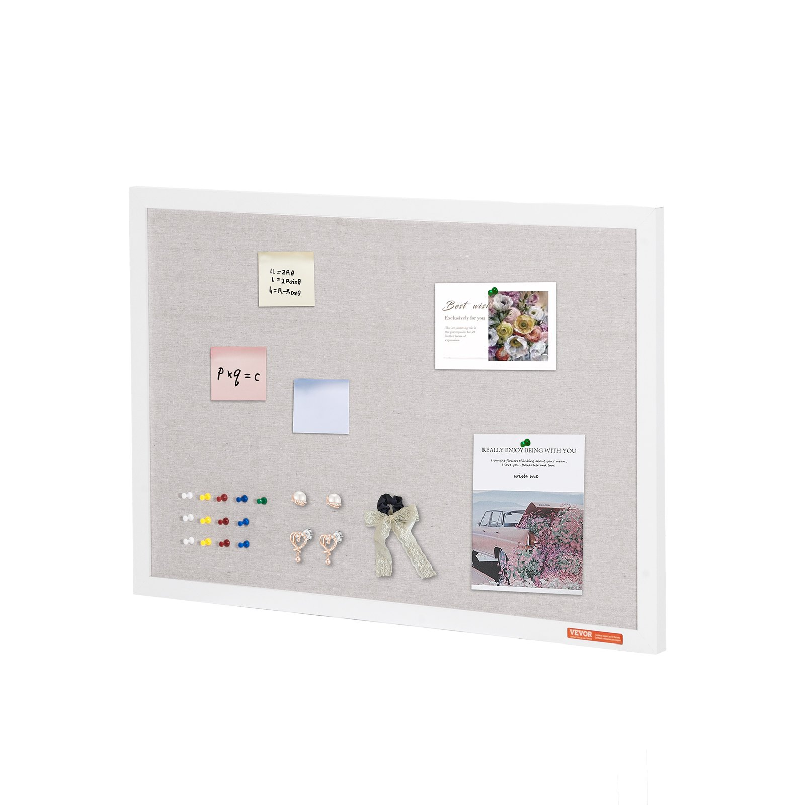 30"x20" White Cork Board with Linen Surface – Stylish Wall-Mounted Bulletin Boa - Picture 9 of 10