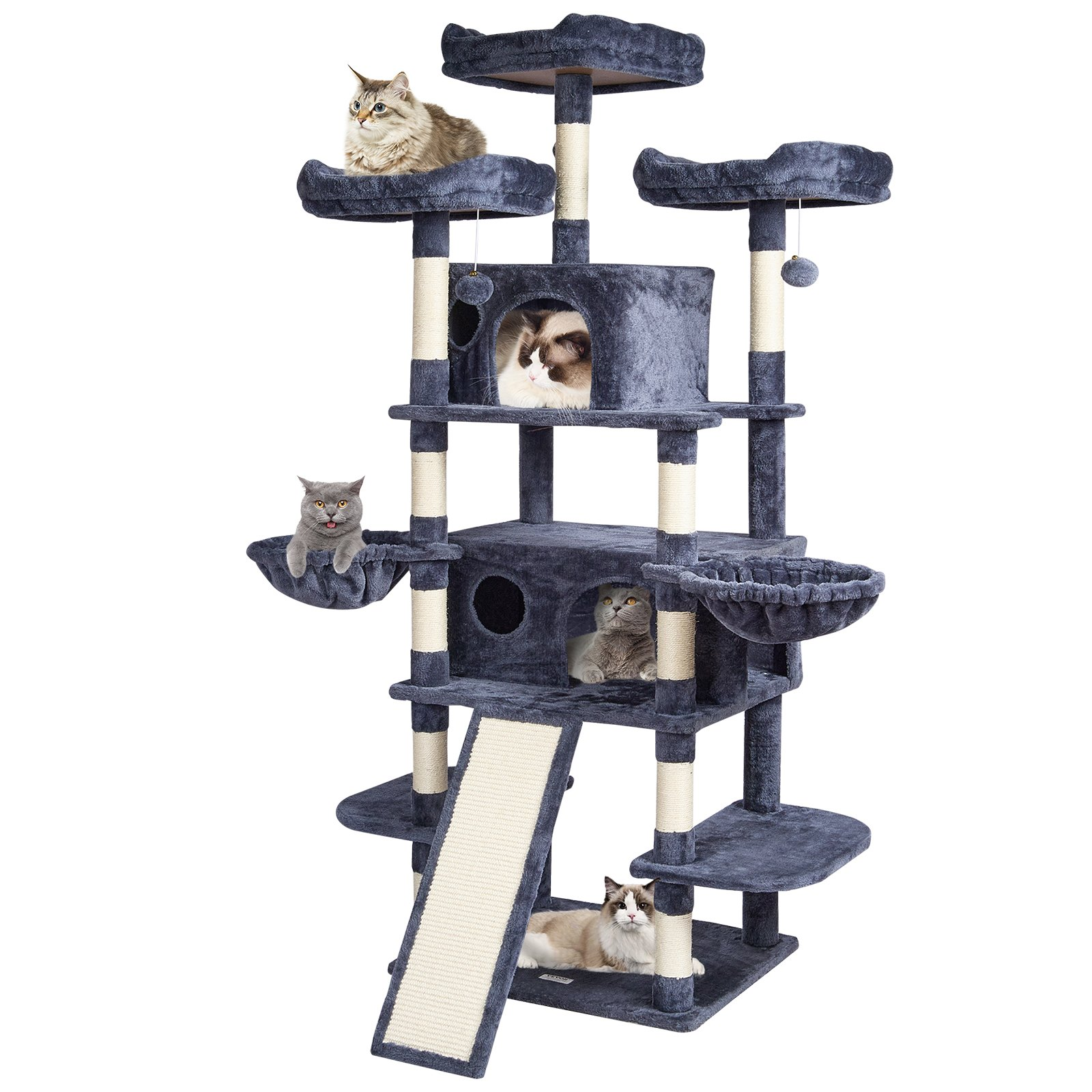 VEVOR Cat Tree 68.5" Cat Tower for Indoor Cats with Cat Condos Scratching Post