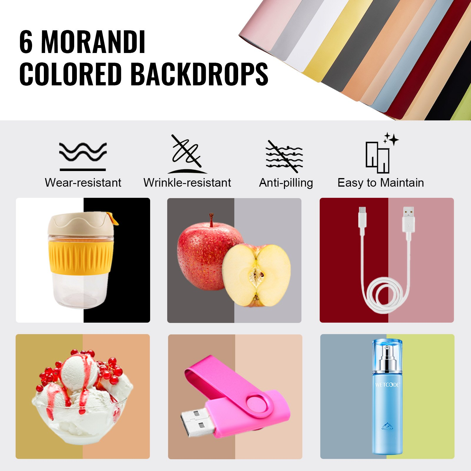 VEVOR 12" x 12" Photo Studio Light Box 3000-5600K 6 Double-Sided Color Backdrops - Picture 3 of 10