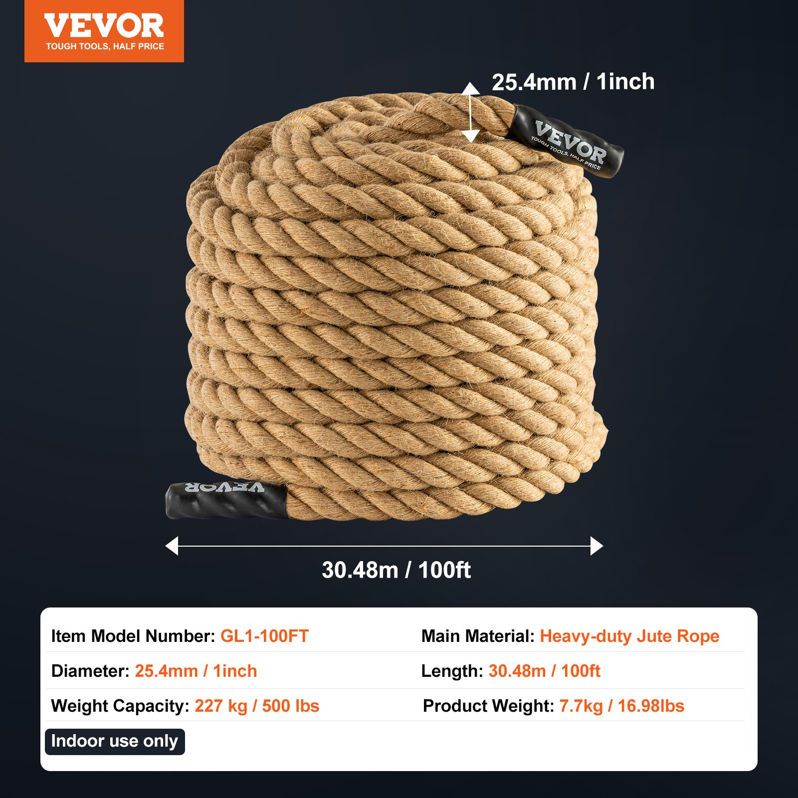 1"x100FT Gym Climbing Rope - Fitness Strength Training Rope for Home Exercise - Picture 6 of 10