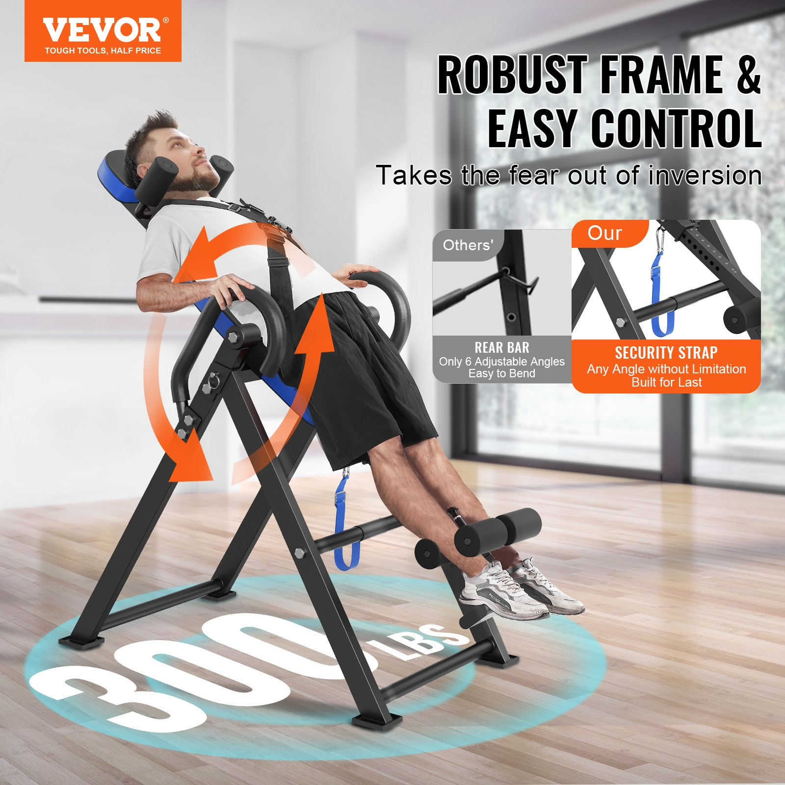 Inversion Table 300lbs Heavy Duty Back Stretcher w/ Headrest & Ankle Lock
