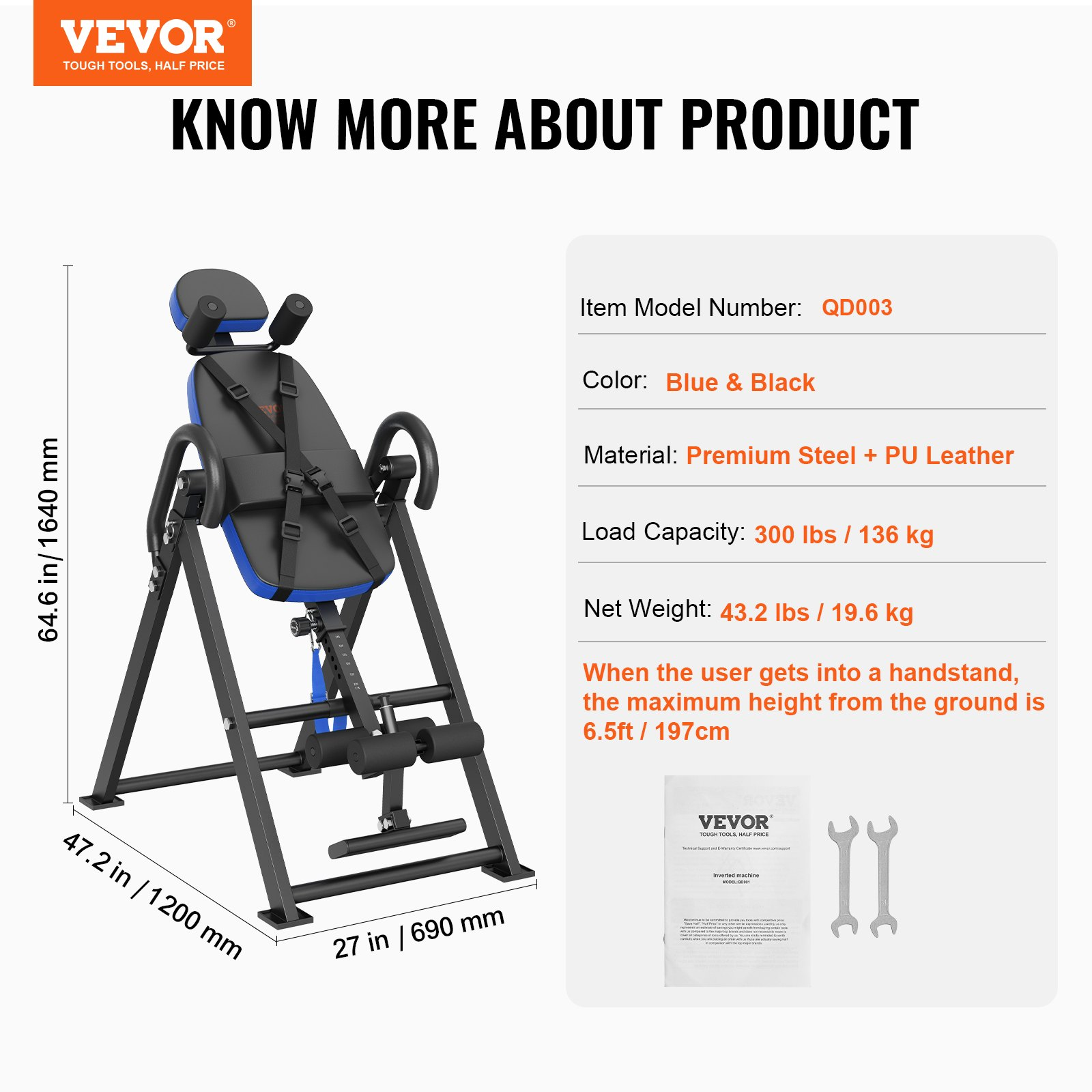 Inversion Table 300lbs Heavy Duty Back Stretcher w/ Headrest & Ankle Lock