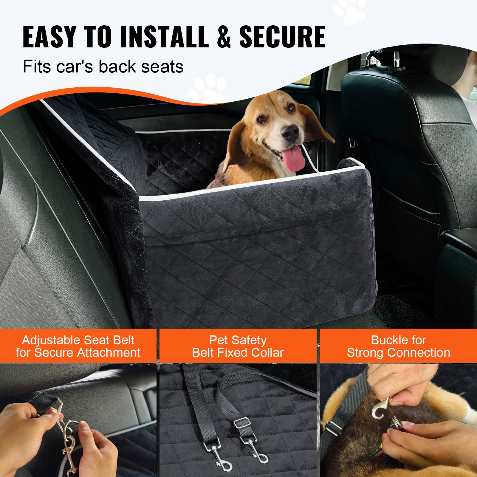 Dog Booster Car Seat Pet Car Seat for Medium Large Dog up to 55 lbs Black - Picture 3 of 10