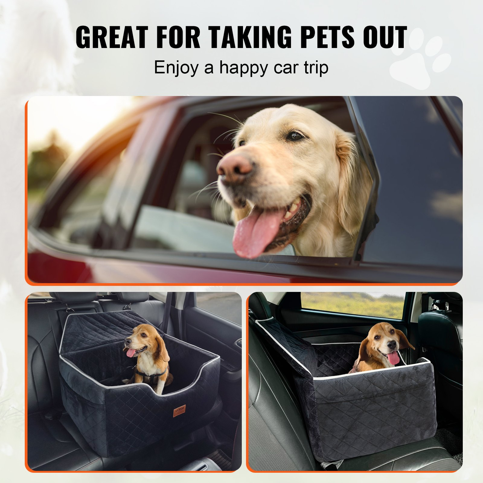 Dog Booster Car Seat Pet Car Seat for Medium Large Dog up to 55 lbs Black - Picture 5 of 10