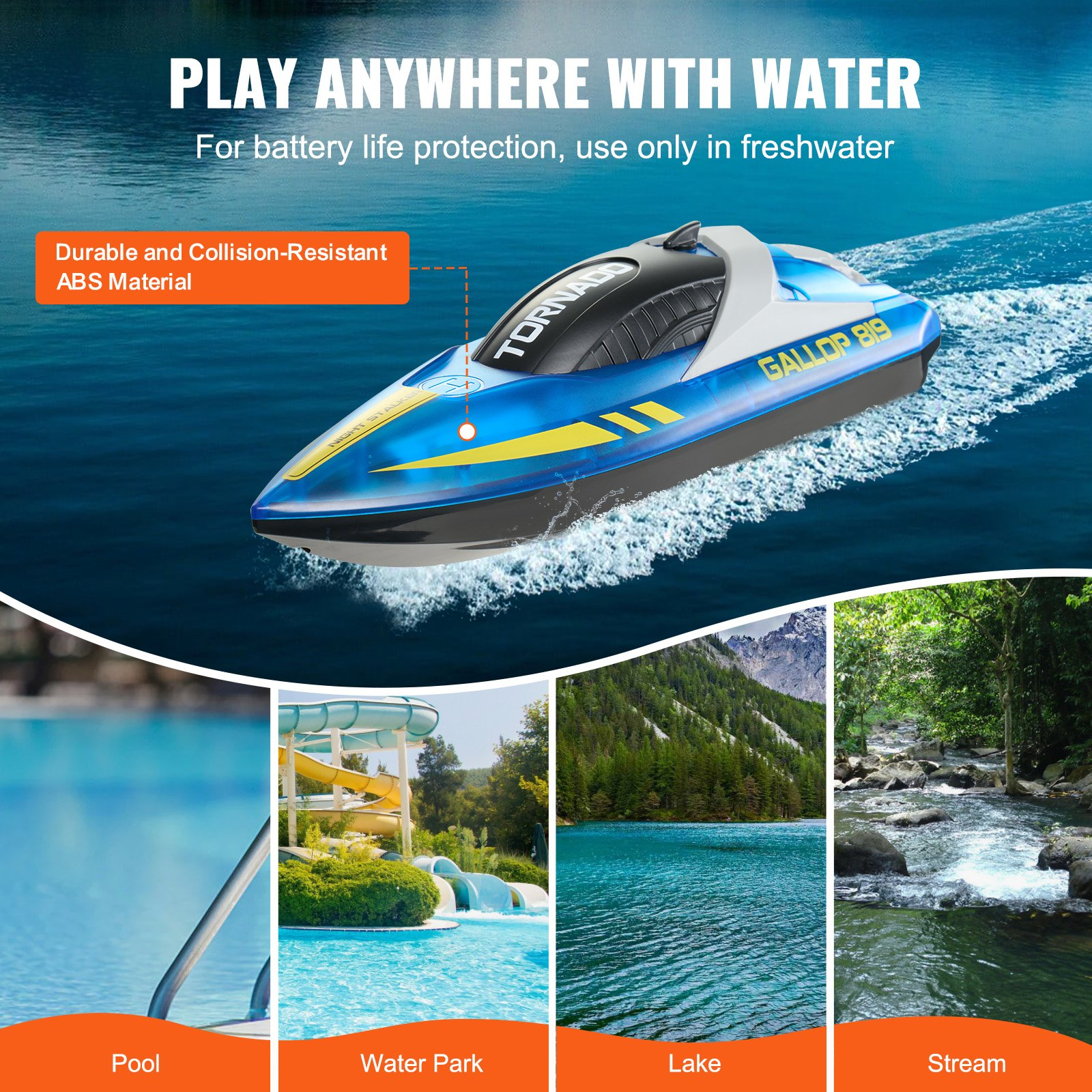 Barco RC Control Remoto 2.4 GHz Barco de Carreras 12 km/h Niños Adultos Regalo Azul - Imagen 3 de 10