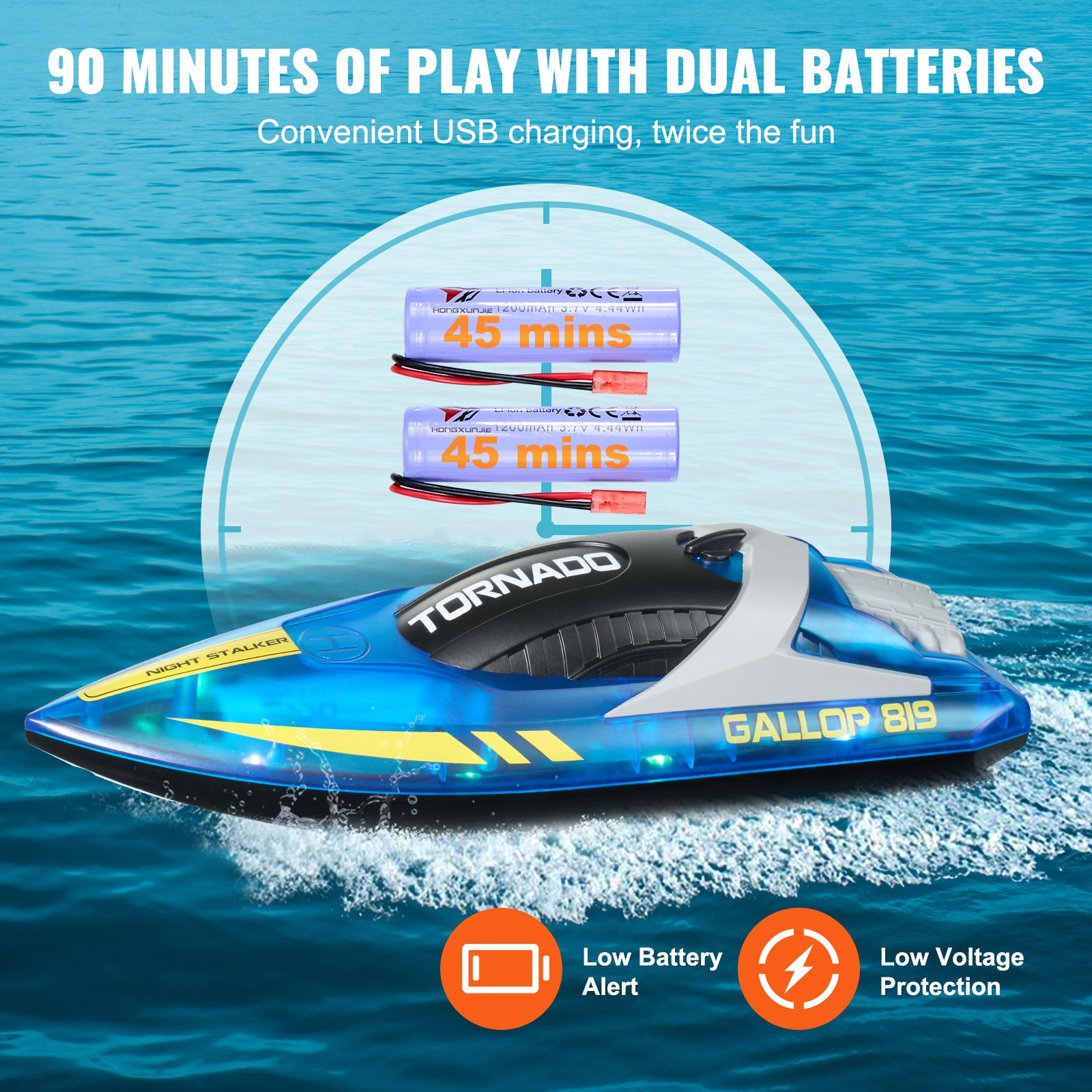 Barco RC Control Remoto 2.4 GHz Barco de Carreras 12 km/h Niños Adultos Regalo Azul - Imagen 5 de 10