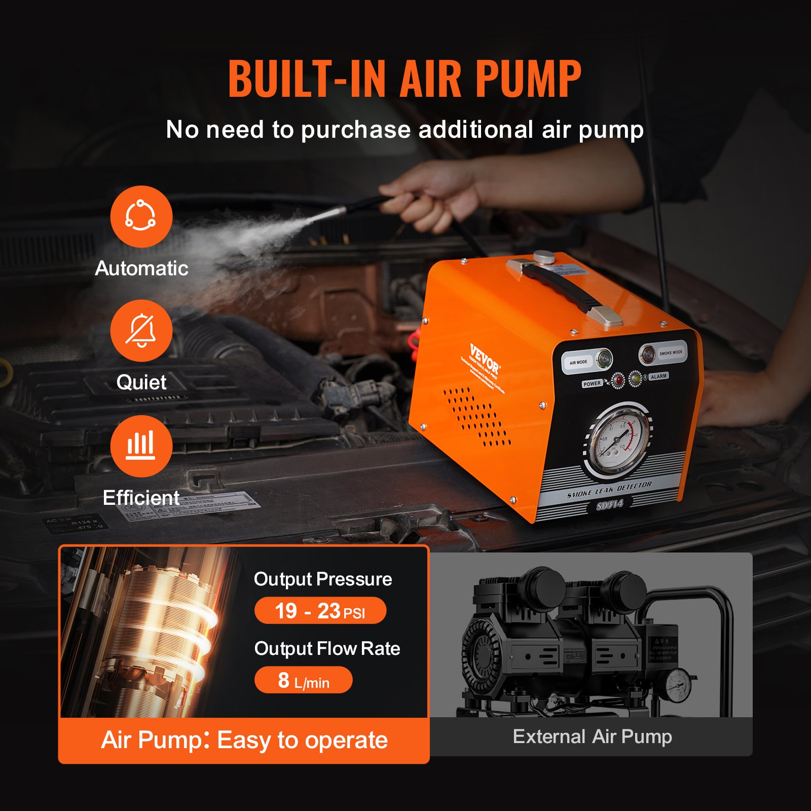 Automotive Smoke Machine Leak Detector EVAP Vacuum Diagnostic Leak Tester