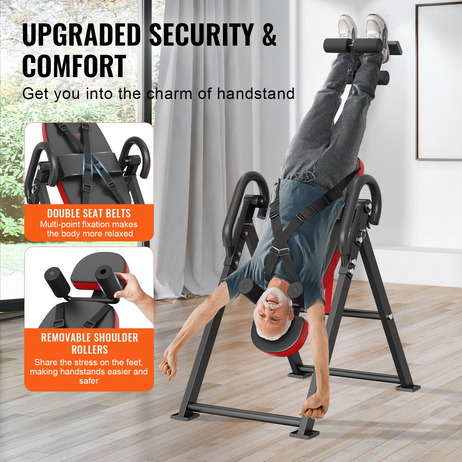 Foldable Inversion Table for Strength Training & Back Exercise Bench