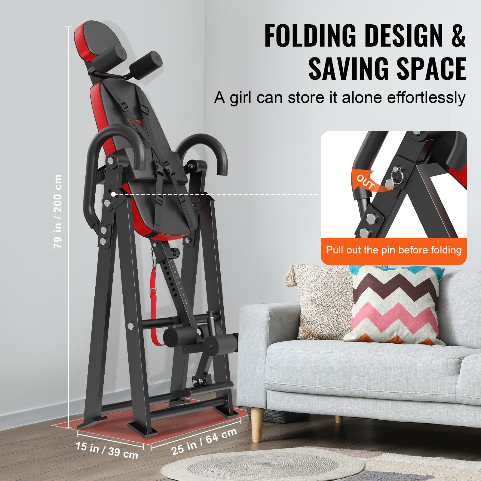 Foldable Inversion Table for Strength Training & Back Exercise Bench