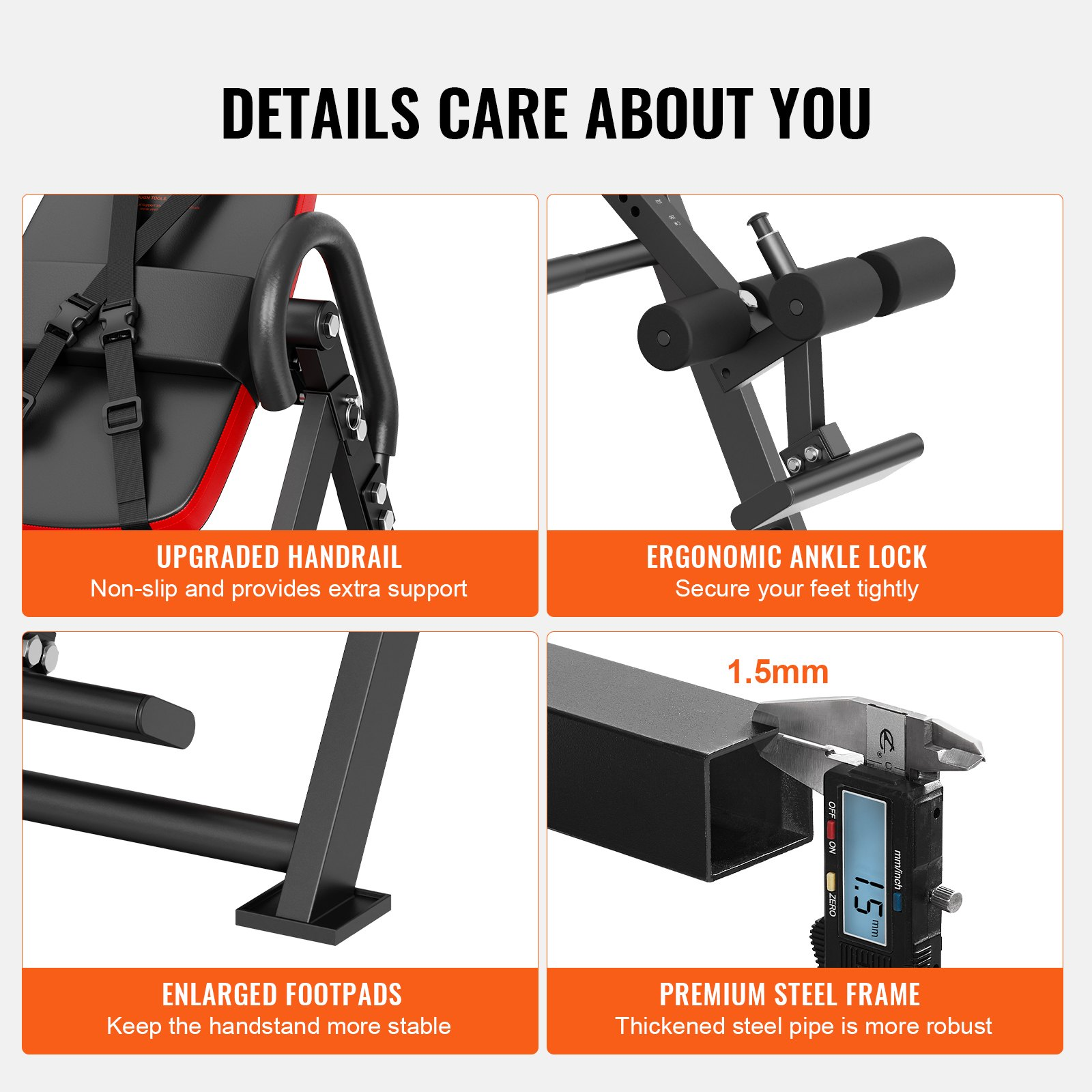 Foldable Inversion Table for Strength Training & Back Exercise Bench
