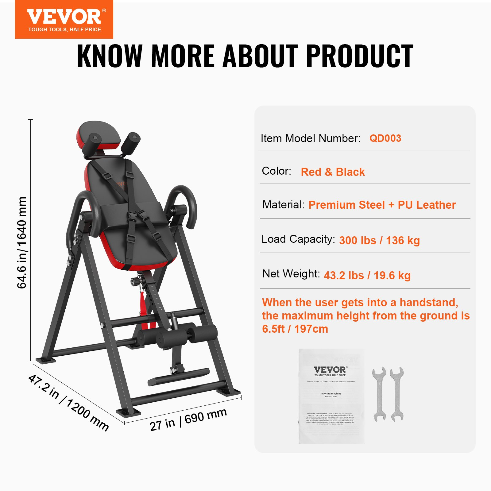 Foldable Inversion Table for Strength Training & Back Exercise Bench