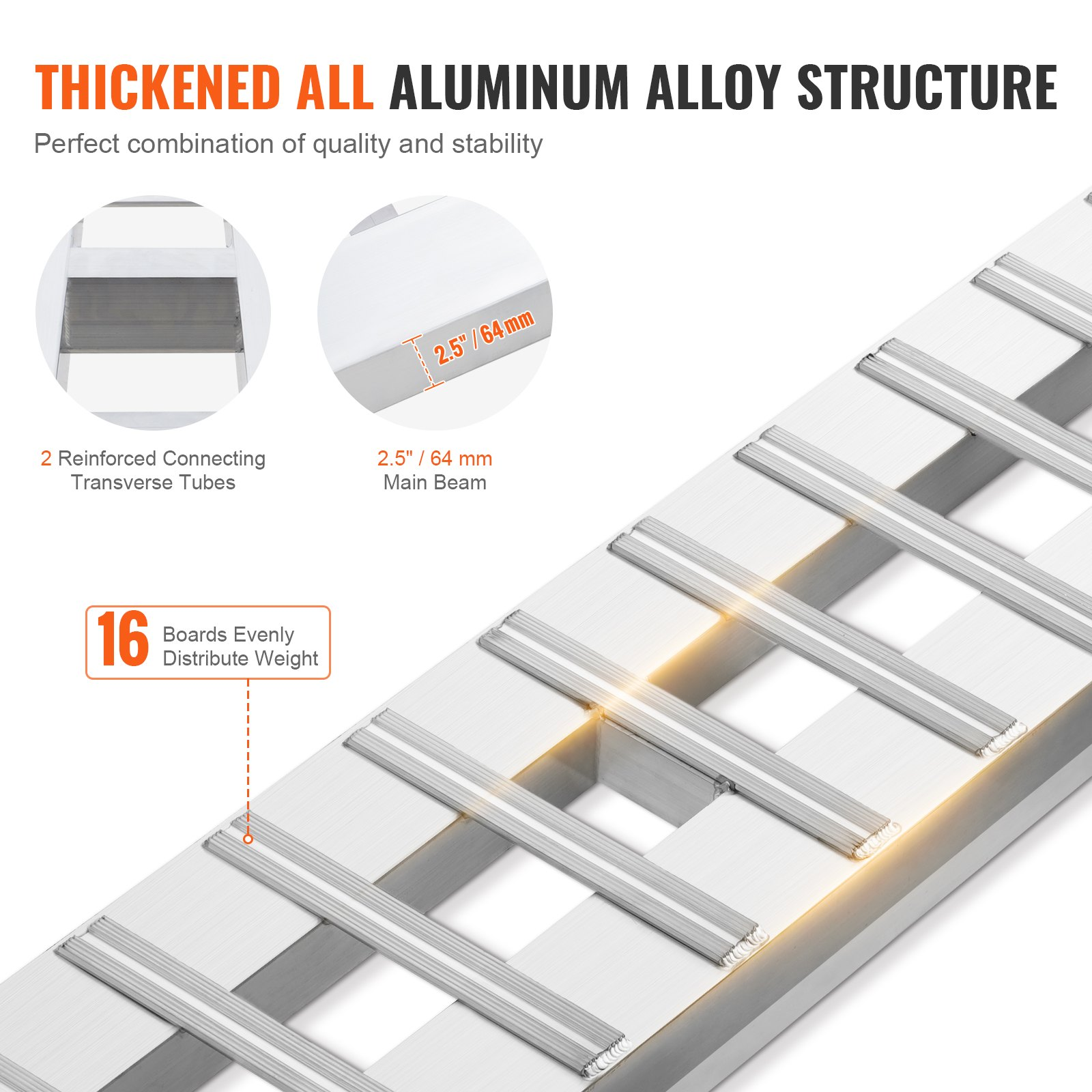 94" x 15" Aluminum Ramps 6000 LBS Capacity Loading Ramps 2PCS