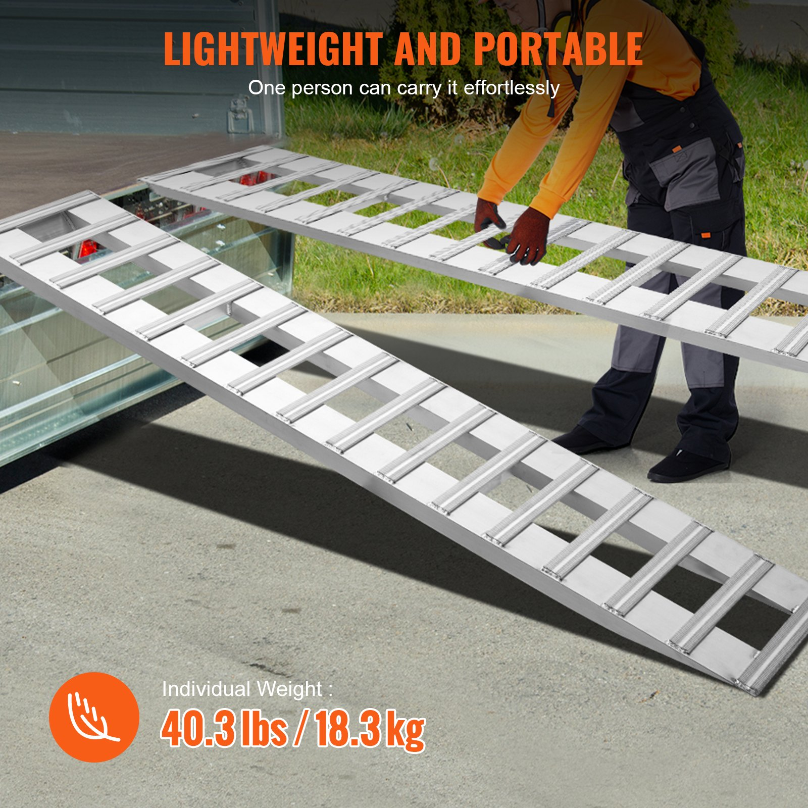 94" x 15" Aluminum Ramps 6000 LBS Capacity Loading Ramps 2PCS