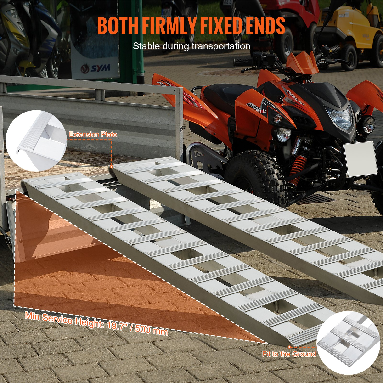 72" x 15" Aluminum Ramps 6000 LBS Capacity Loading Ramps 2PCS