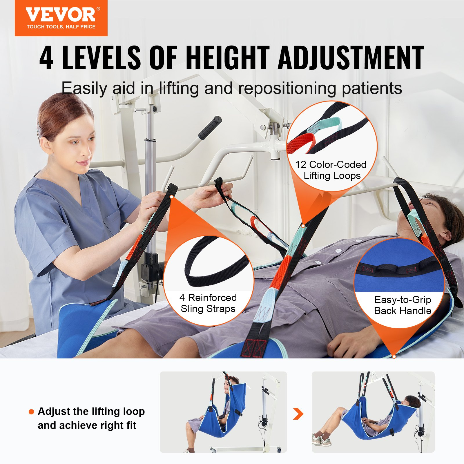 Universal Full Body Patient Lift Sling S-Size Hoyer Lift Medical Aid Sling