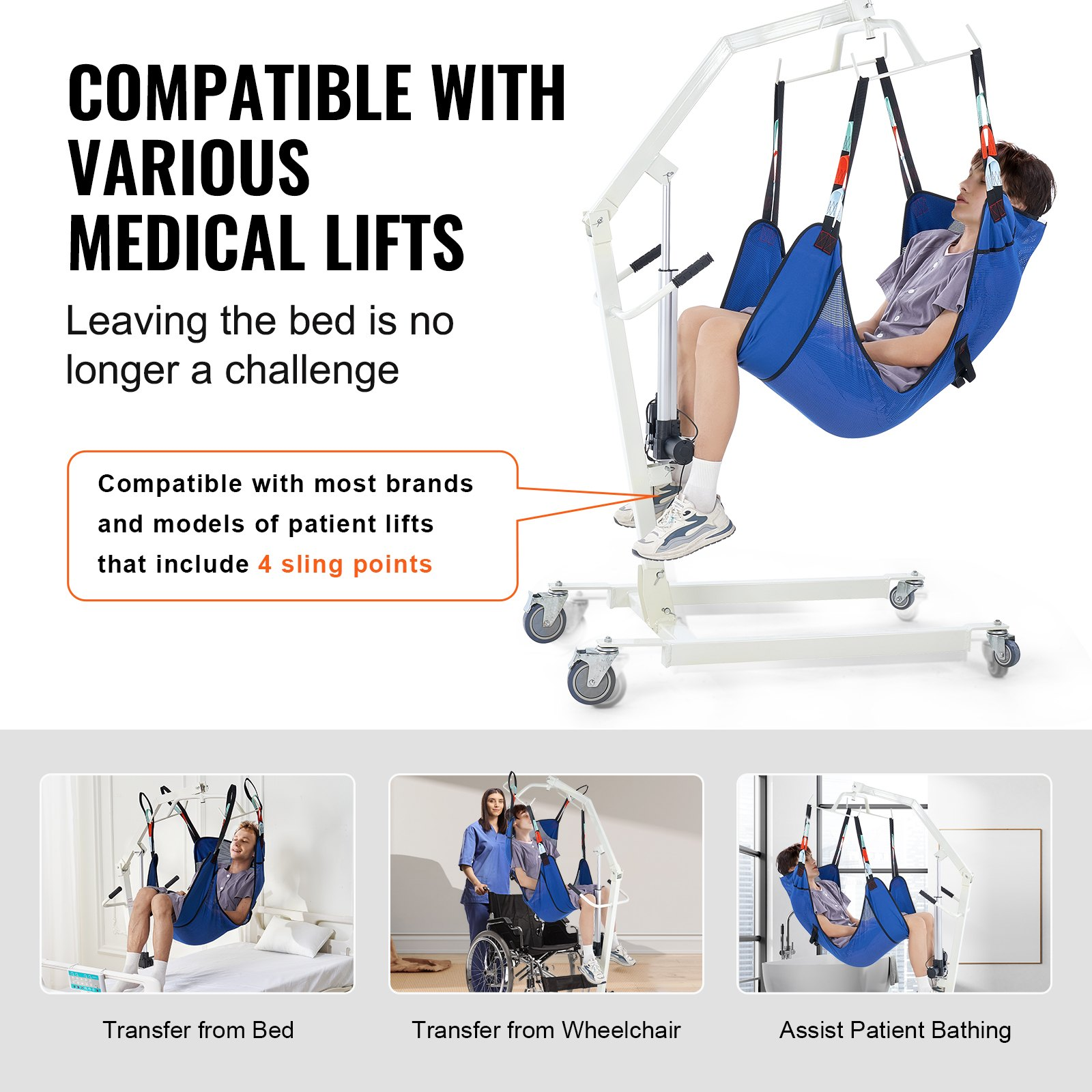 Universal Full Body Patient Lift Sling Hoyer Lift Medical Aid Sling 400LBS - Picture 2 of 10