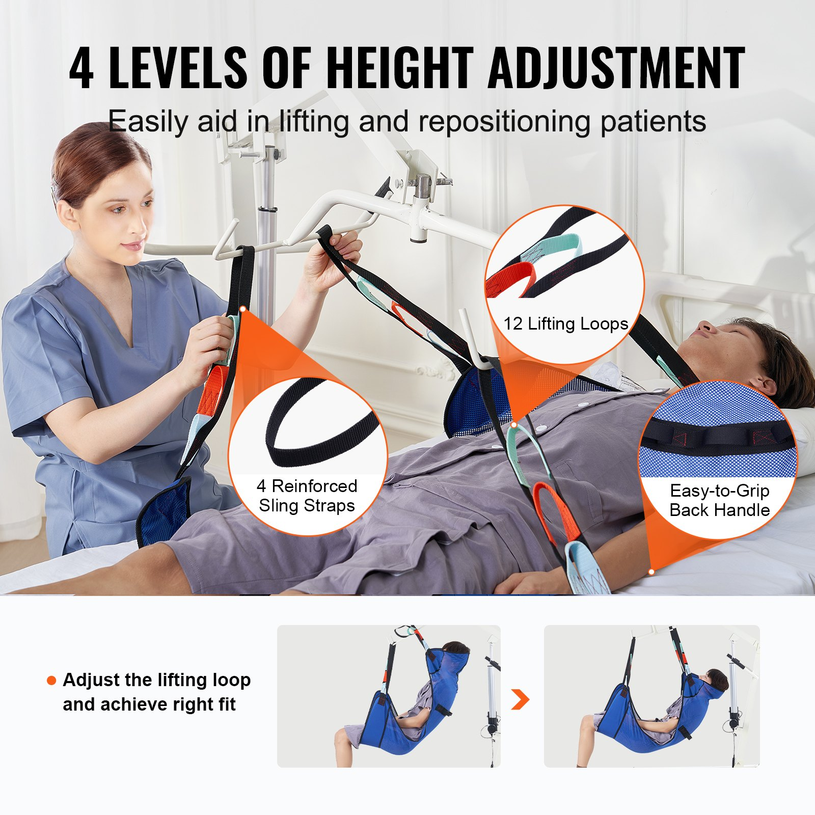 Universal Full Body Patient Lift Sling Hoyer Lift Medical Aid Sling 400LBS - Picture 1 of 10