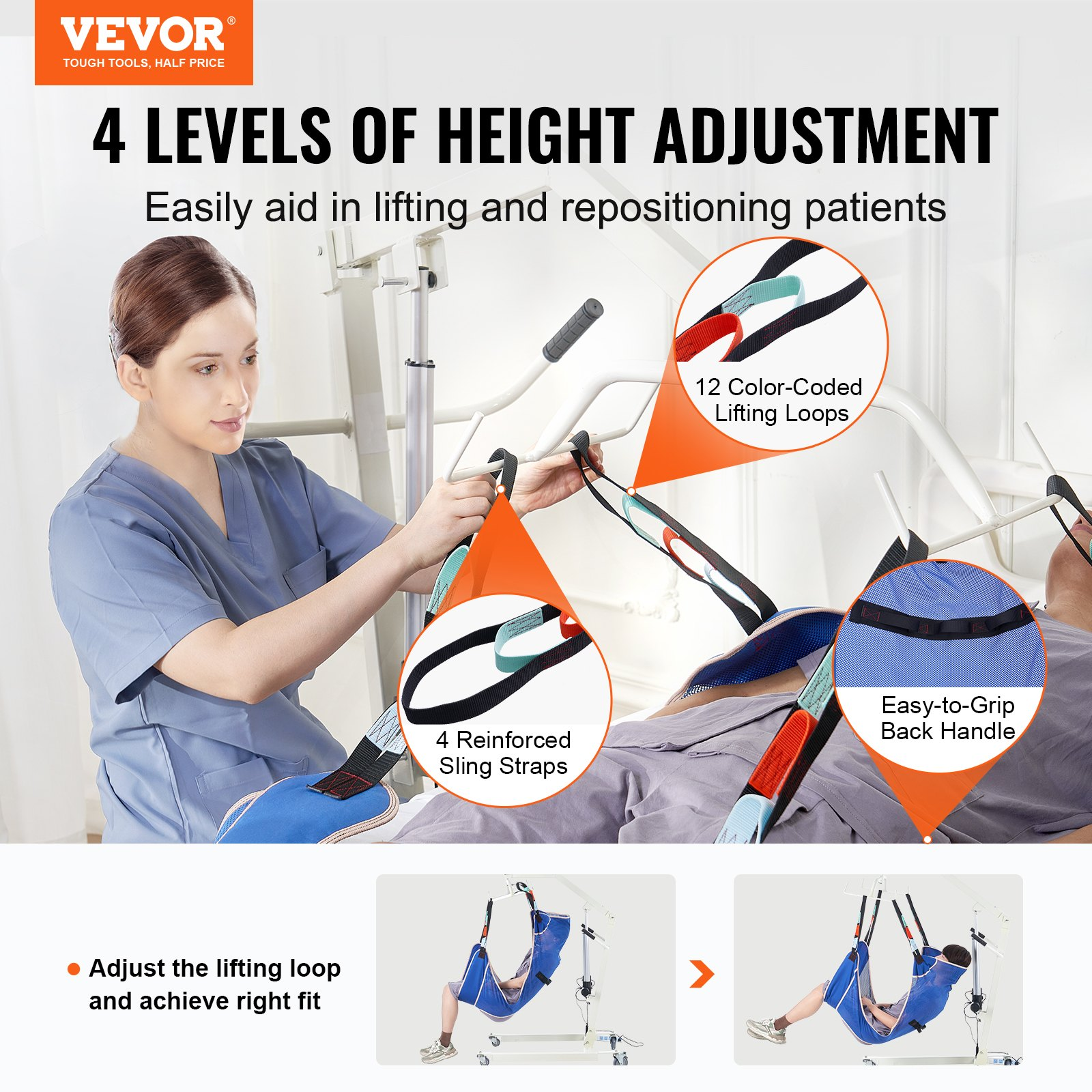 Full Body Patient Lift Sling with Commode Opening Medical Aid Sling M-Size - Bild 1 von 10