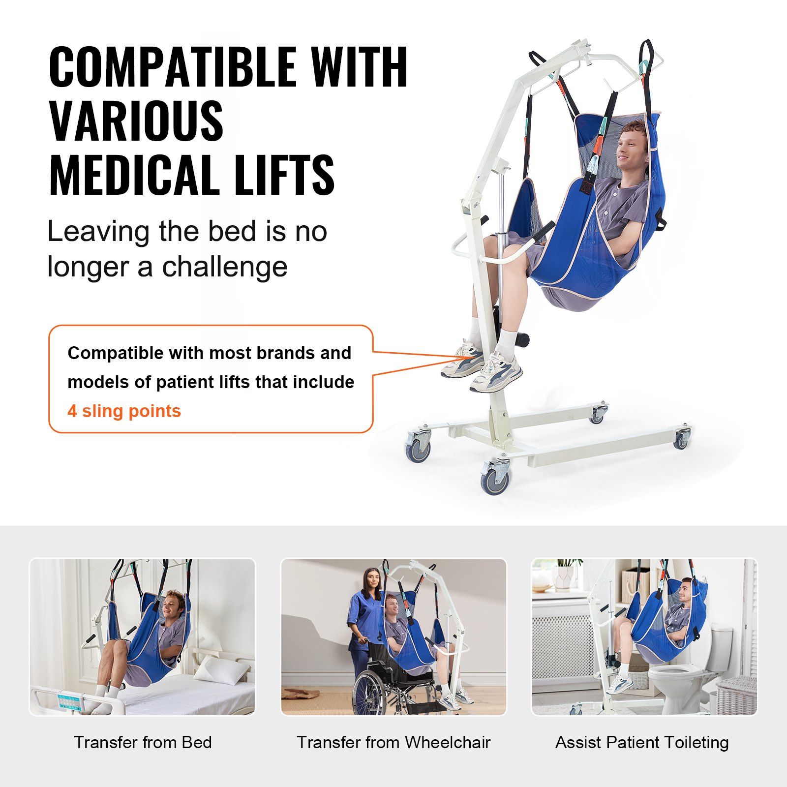Full Body Patient Lift Sling with Commode Opening Medical Aid Sling M-Size - Bild 2 von 10