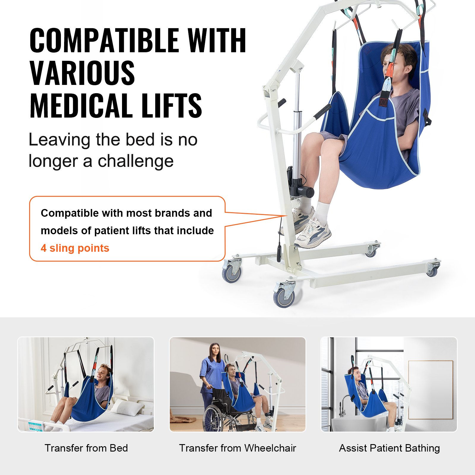 VEVOR Universal Full Body Patient Lift Sling L-Size Patient Lift Medical Sling