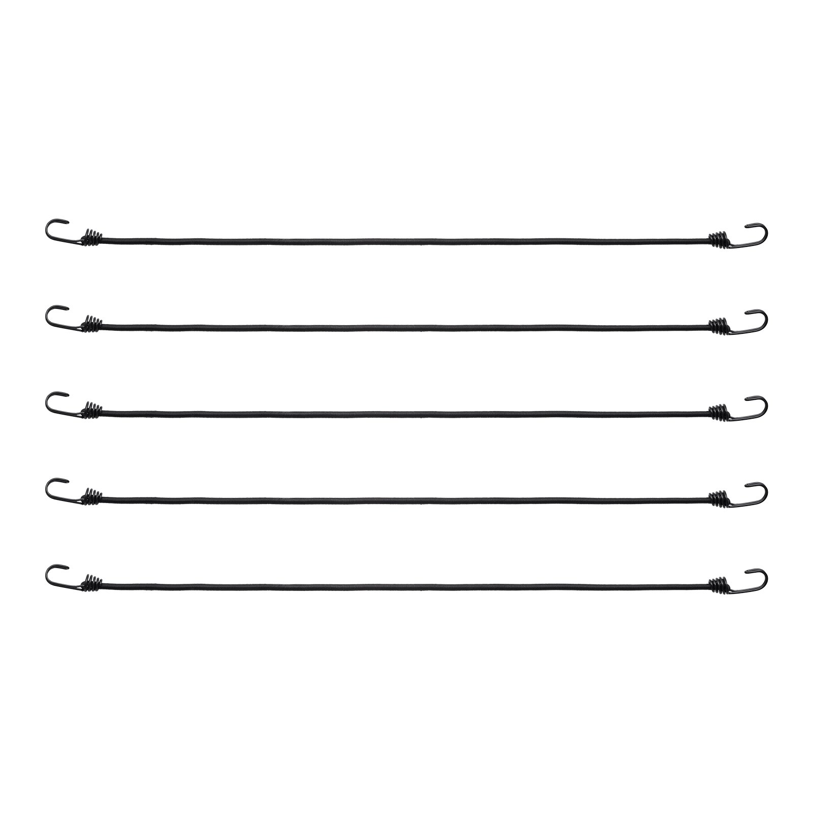 12 Piece Bungee Cords with A3 Steel Hooks, Black