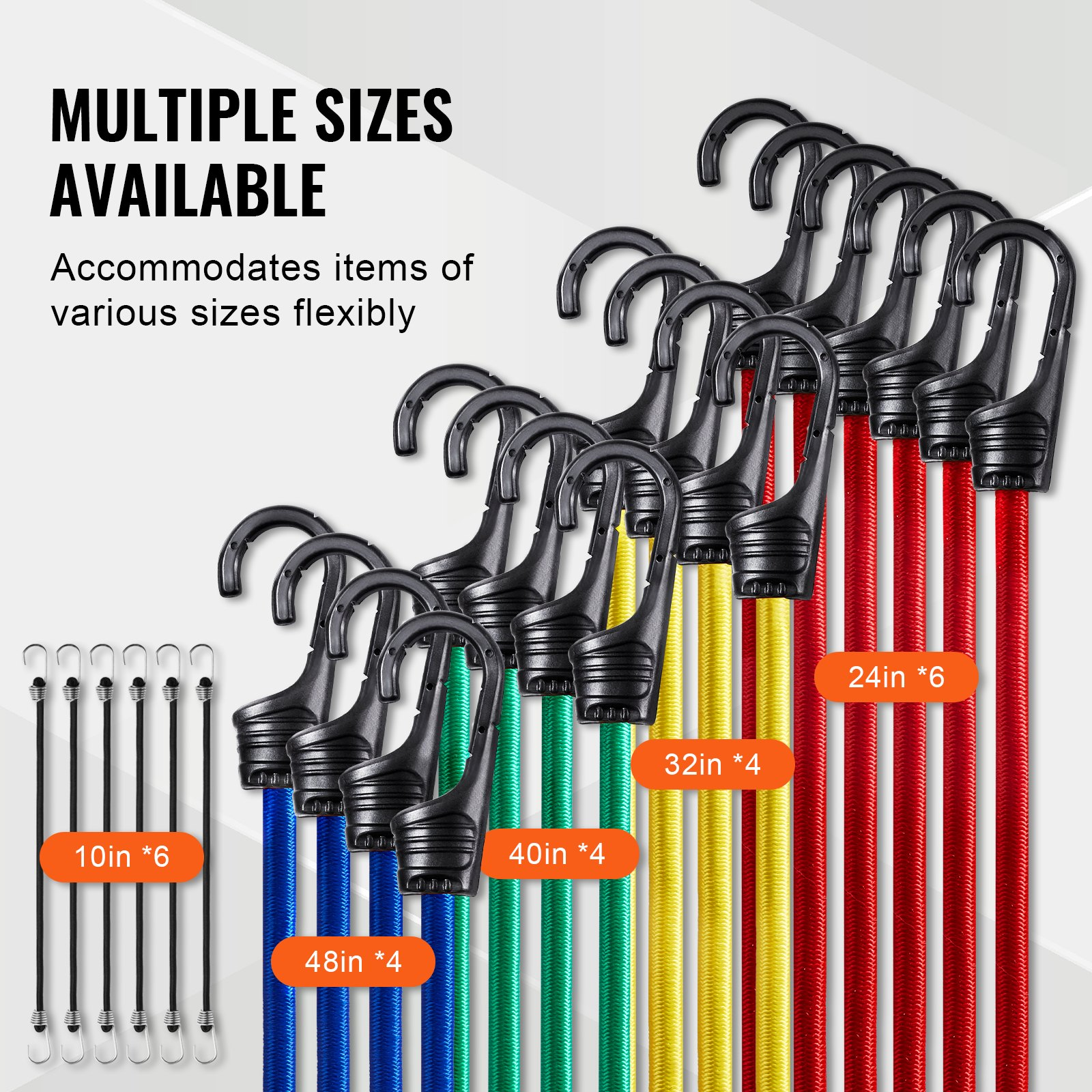 32 Piece Bungee Cords Assortment, 4 Clips & Canopy Ties