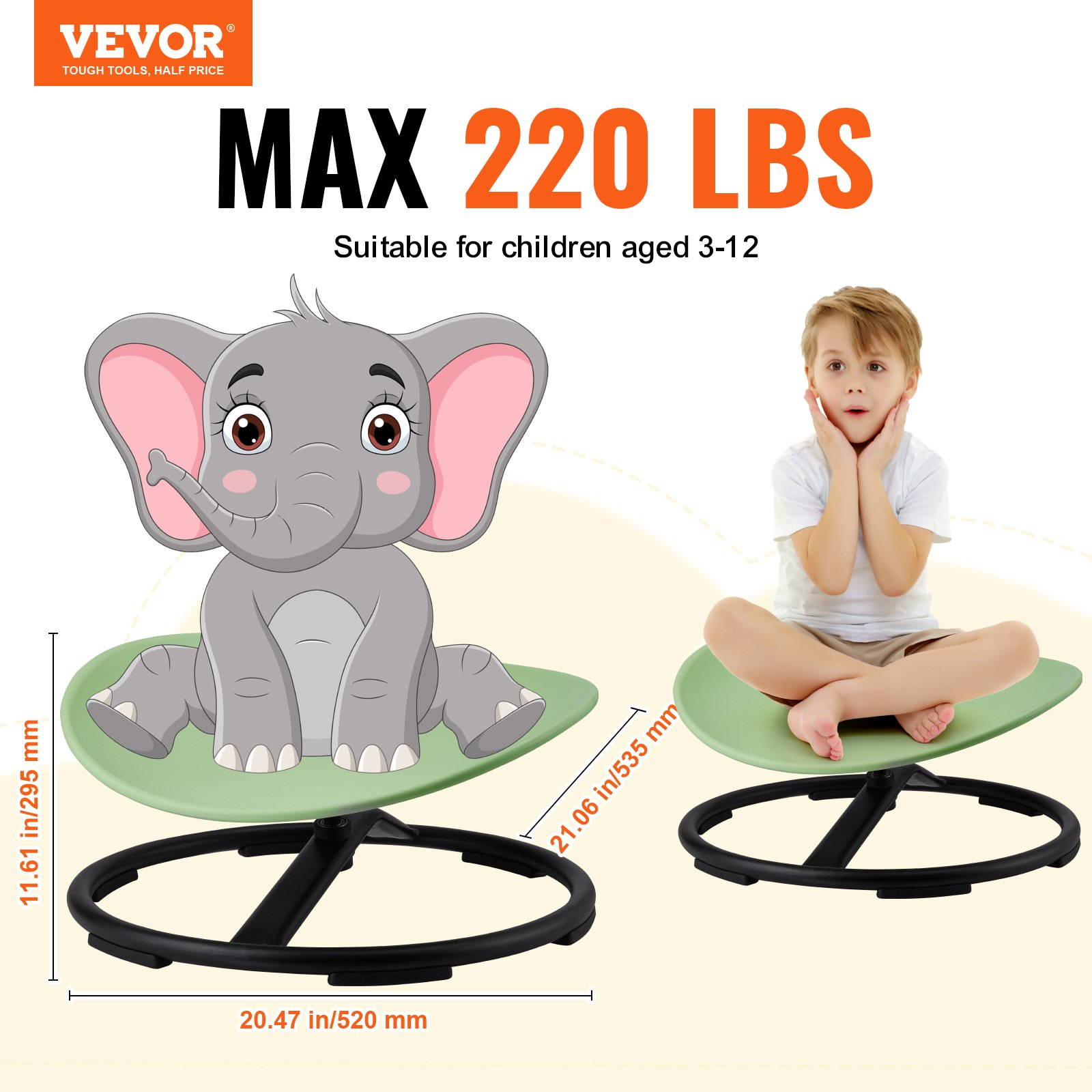 VEVOR 220 LB Kids Swivel Chair for Sensory Play and Autism Support  