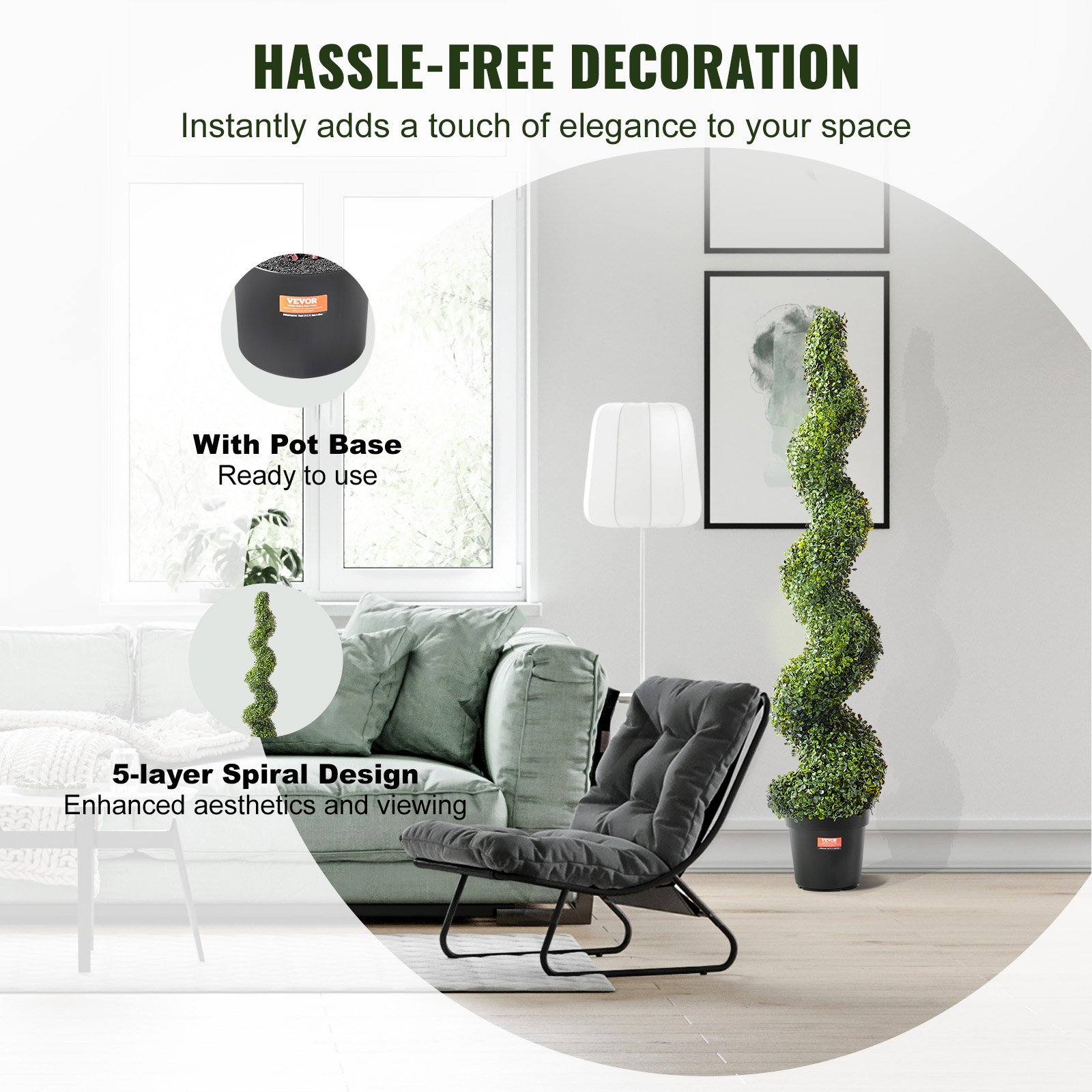 Vevor 2er Pack 5' Künstlicher Buchsbaum Topiary Baum Kunstpflanze UV Dekor In/Outdoor - Bild 4 von 10