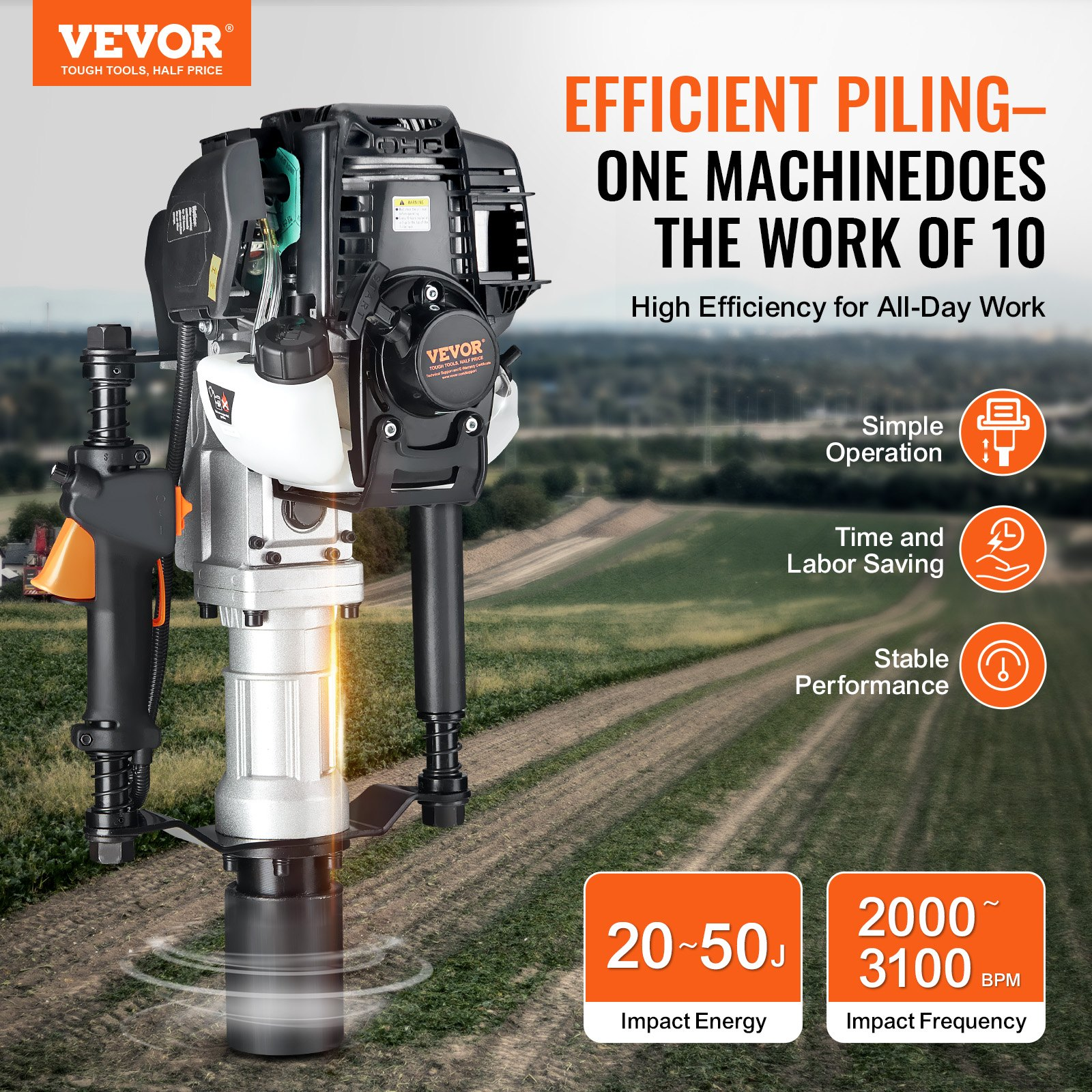 37.77cc Gas-Powered T Post Driver, Road Improvements