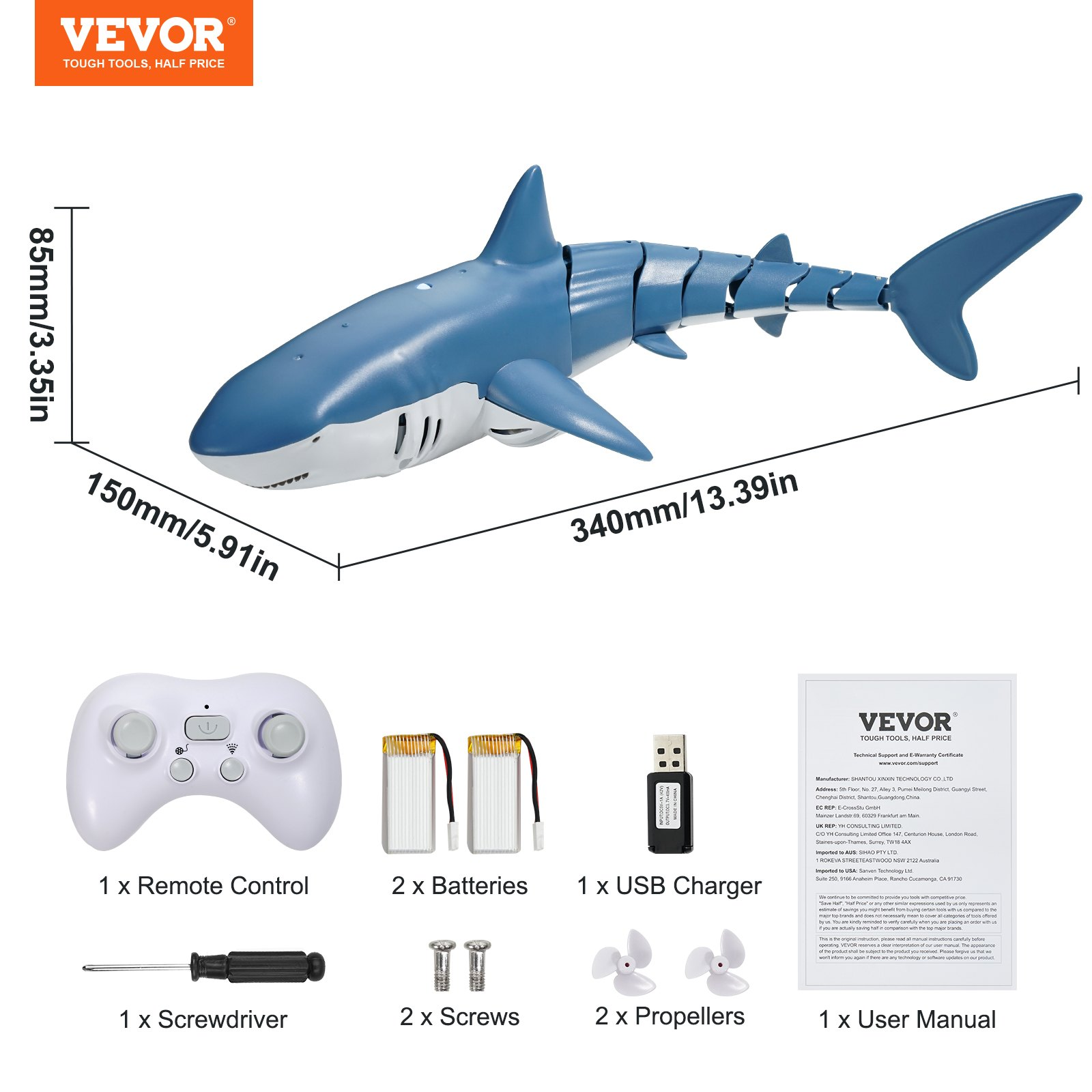Remote Control Shark Toy 2.4 GHz High Speed RC Boat for Kids Adults Gift - Picture 6 of 10