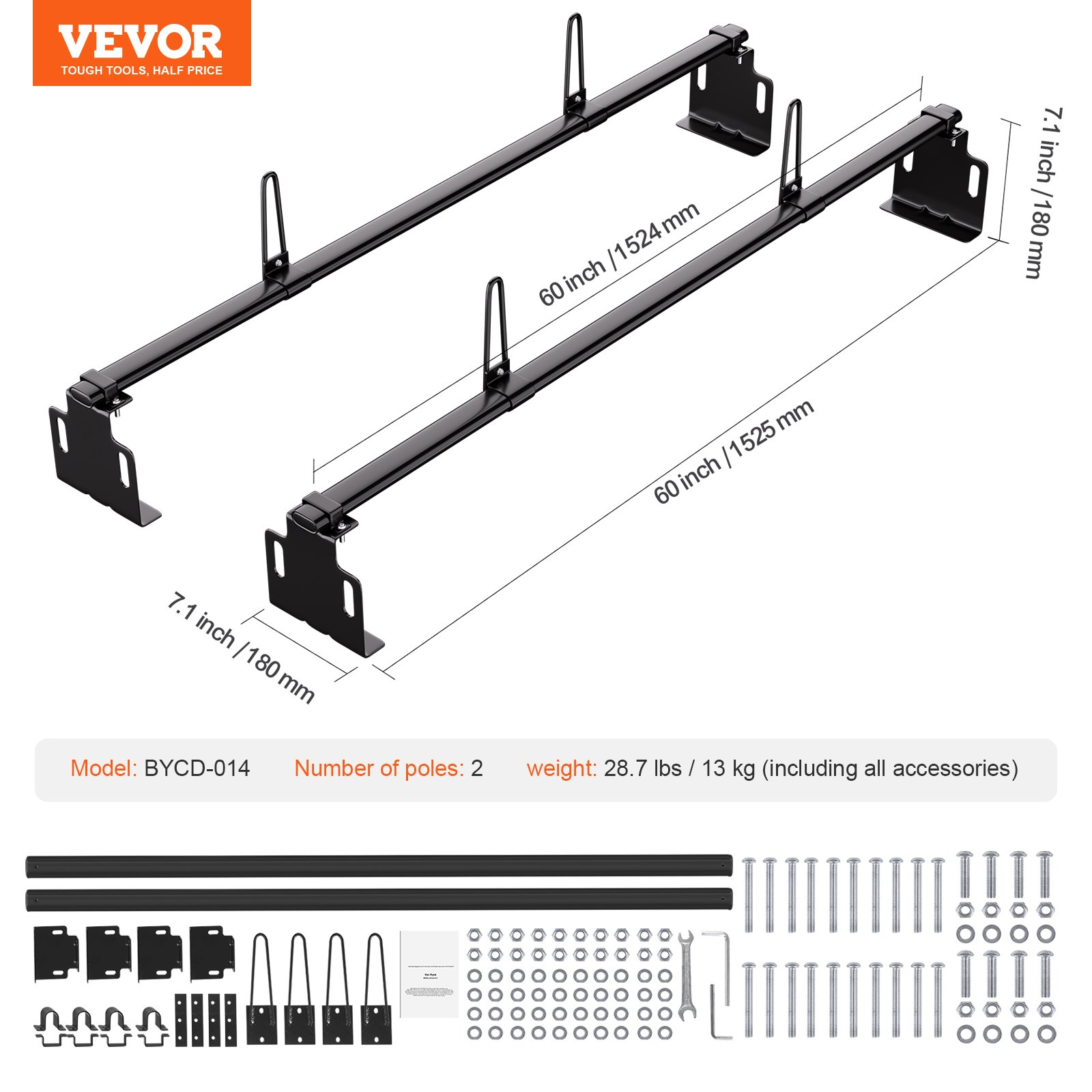 Heavy-Duty Trailer Ladder Rack for Universal Truck Roofs - 500 lbs Capacity, Max