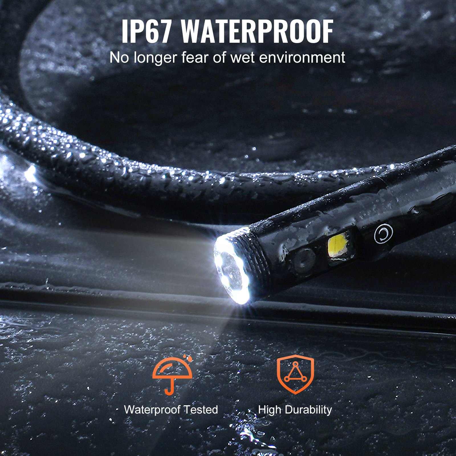 VEVOR Borescope Triple Lens Endoscope Camera with 4.3" IPS Screen 8 + 2 Lights - Picture 5 of 10