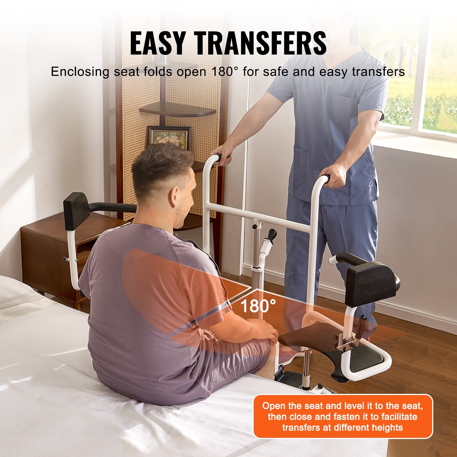 VEVOR Electric Patient Lift Chair Patient Transfer Wheelchair & 180° Split Seat - Picture 2 of 10