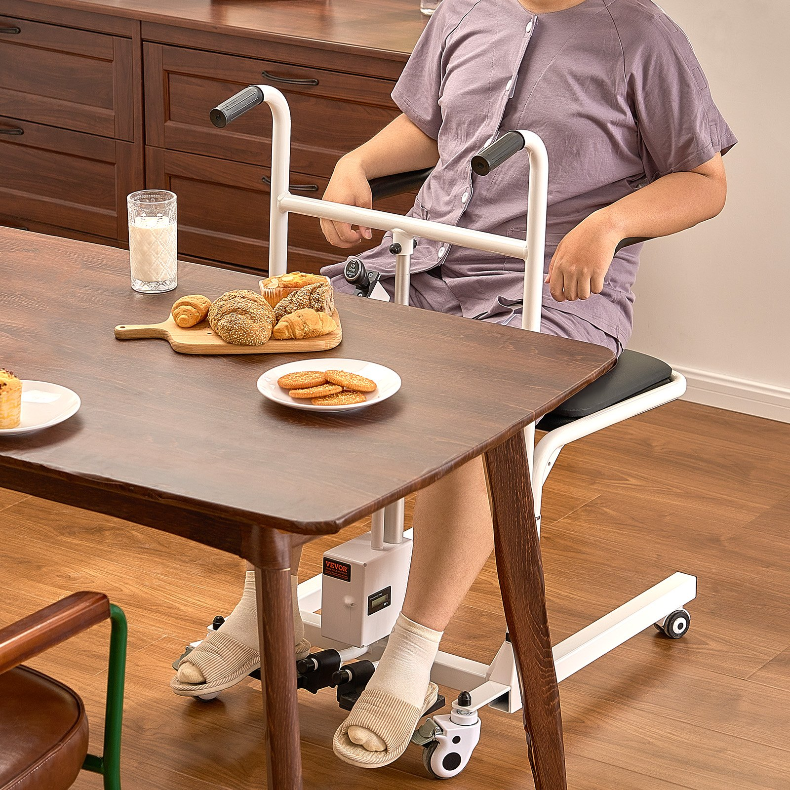 VEVOR Electric Patient Lift Chair Patient Transfer Wheelchair & 180° Split Seat - Picture 7 of 10