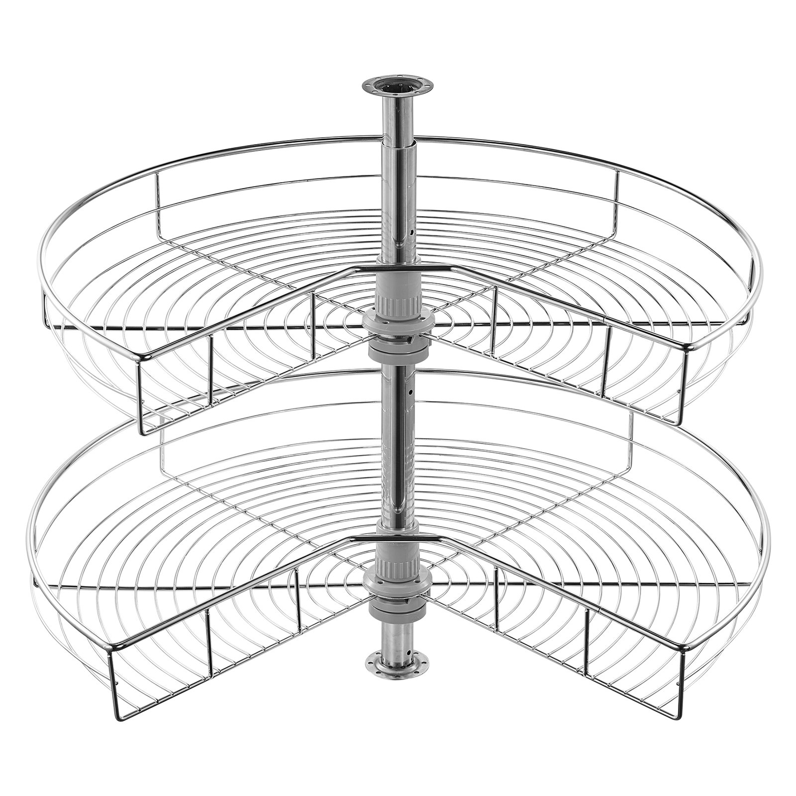 28" 2 Tier Kidney Shaped Chrome Corner Organizer Lazy Susan Cabinet Blind Corner - Picture 9 of 10