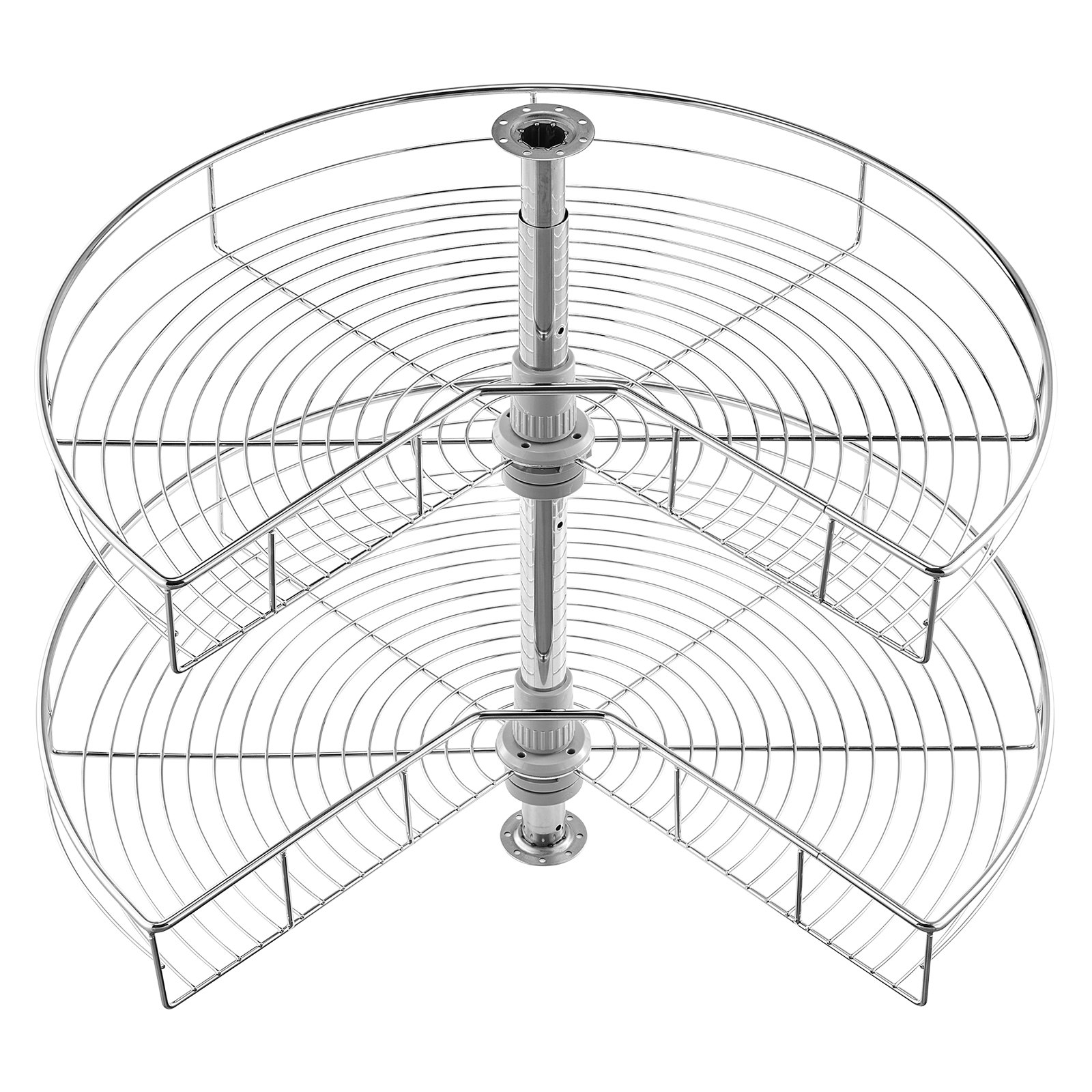 28" 2 Tier Kidney Shaped Chrome Corner Organizer Lazy Susan Cabinet Blind Corner - Picture 10 of 10