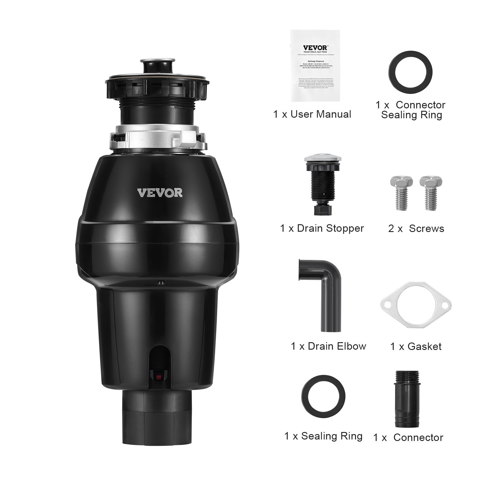 Garbage Disposal 3/4 HP Continuous Food Waste Disposer 3250RPM EZ Connect Corded - Picture 9 of 10