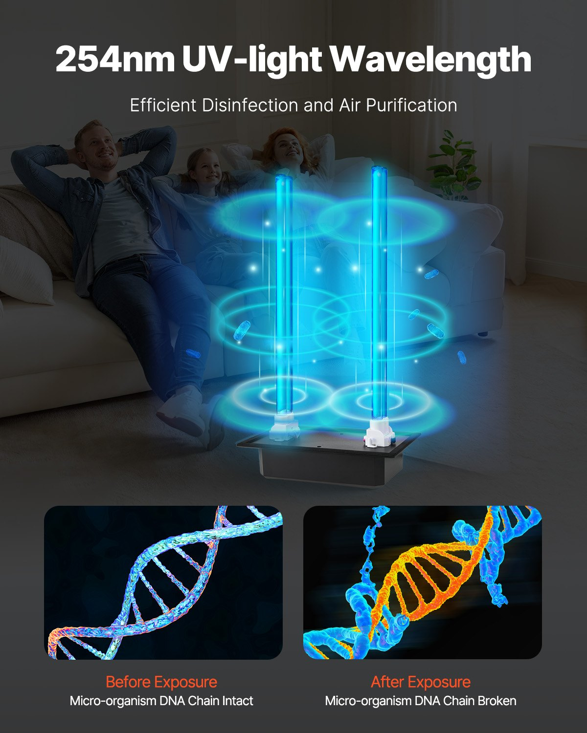 72W 16in UV HVAC Air Purifier for Whole House AC Duct Systems  -image