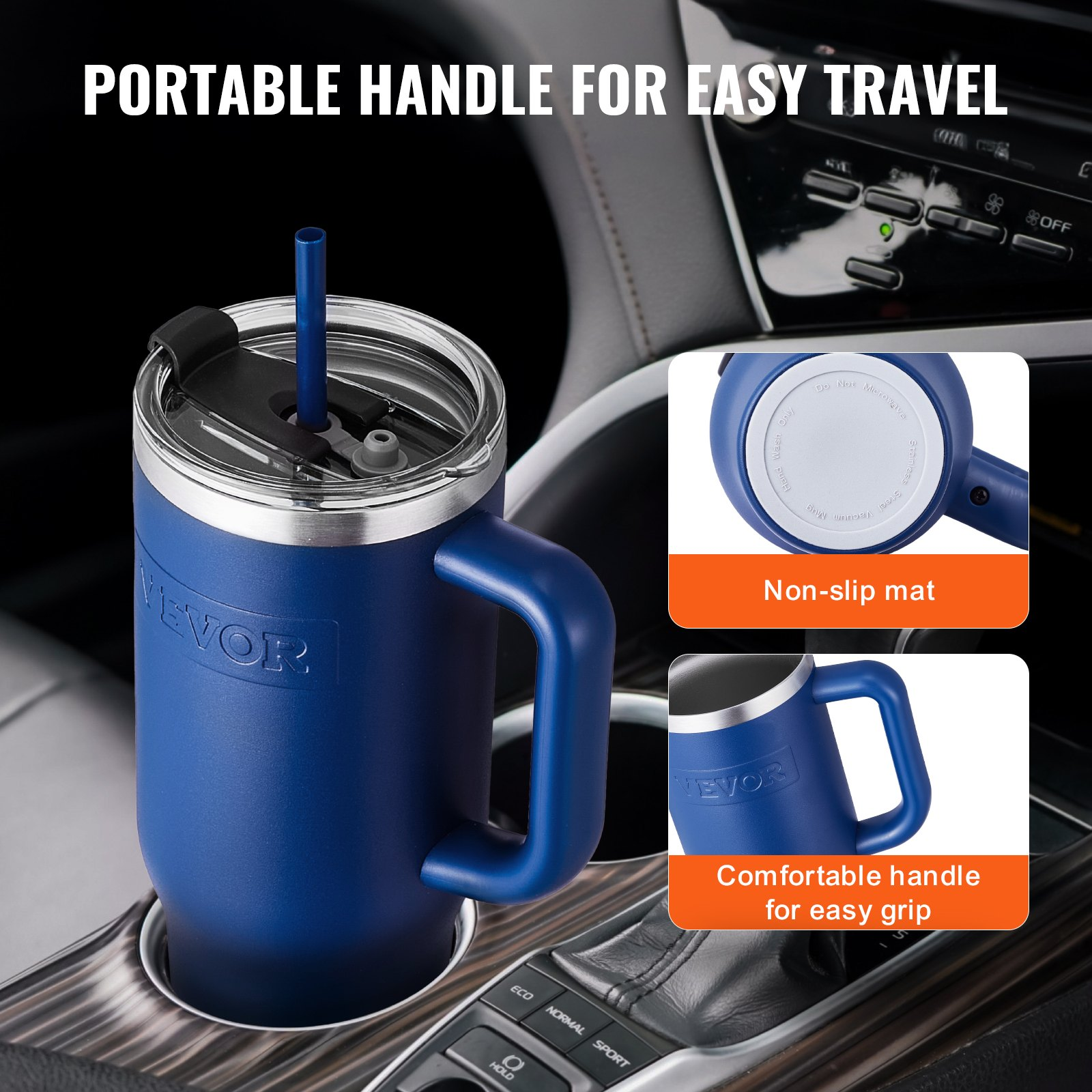 40 oz Insulated Water Bottle Stainless Steel Coffee Cup Handheld Blue - Picture 4 of 10