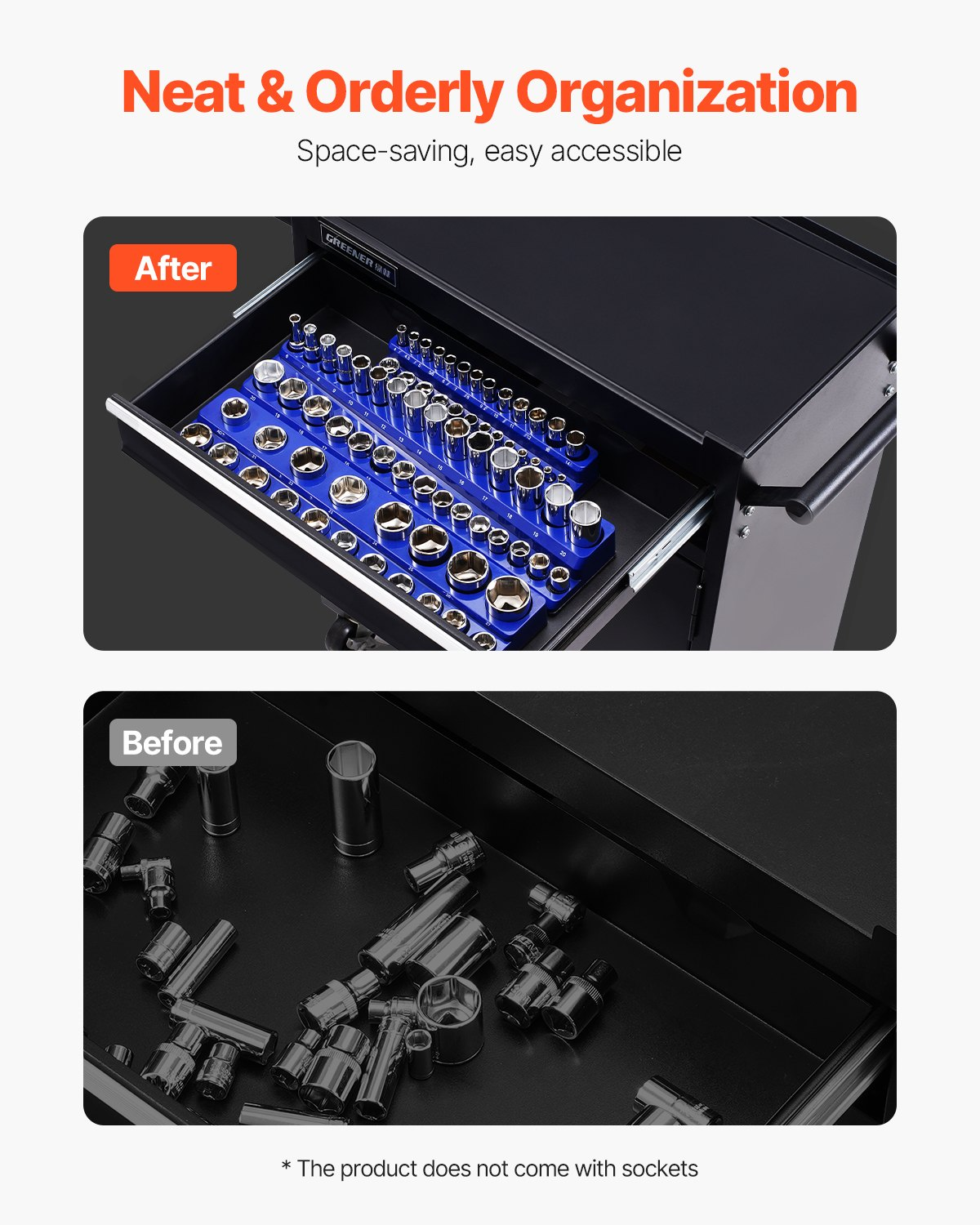 Magnetic Socket Organizer Set 3PCS Magnetic Socket Trays Blue for Metric - Picture 3 of 10