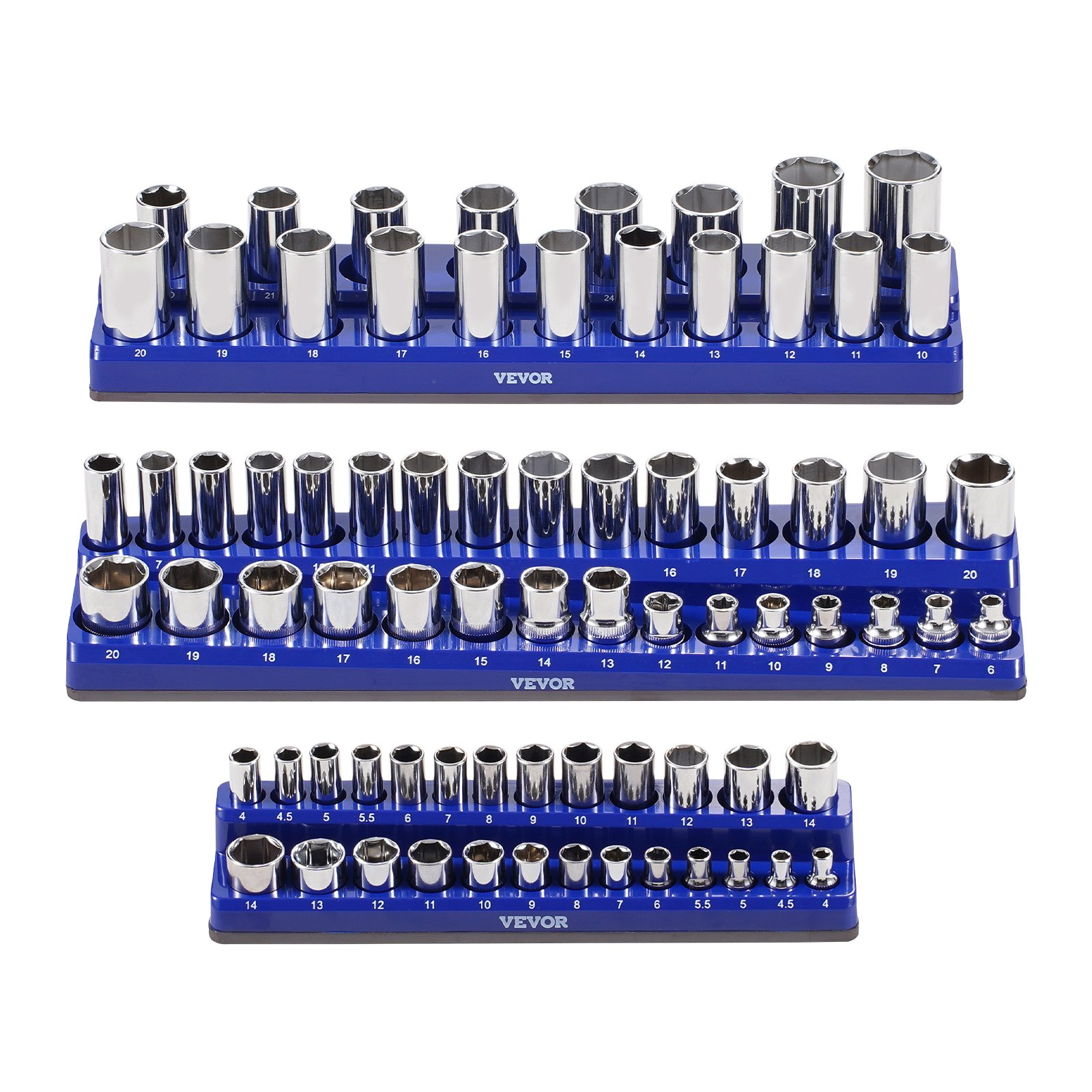 Magnetic Socket Organizer Set 3PCS Magnetic Socket Trays Blue for Metric - Picture 8 of 10