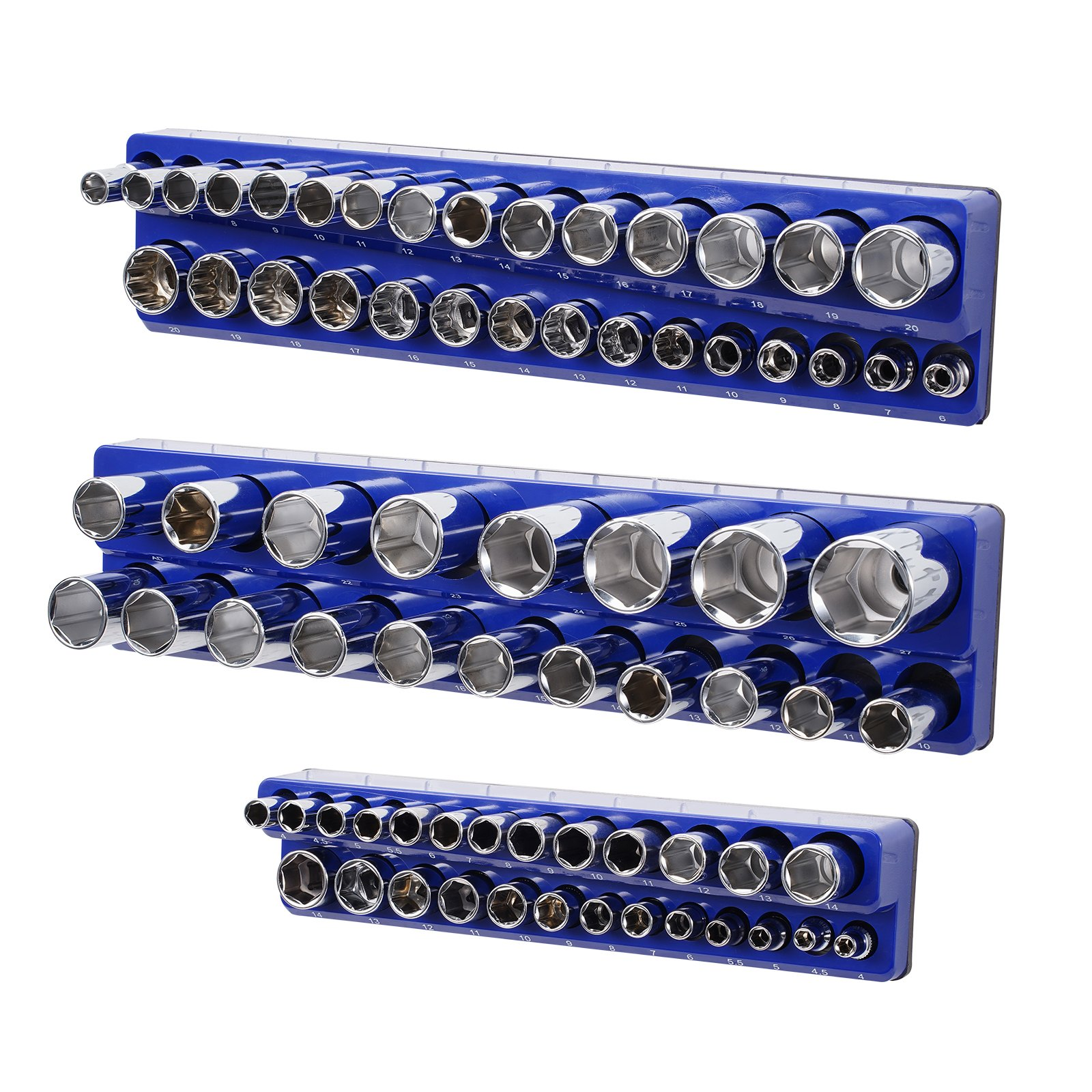 Magnetic Socket Organizer Set 3PCS Magnetic Socket Trays Blue for Metric - Picture 10 of 10
