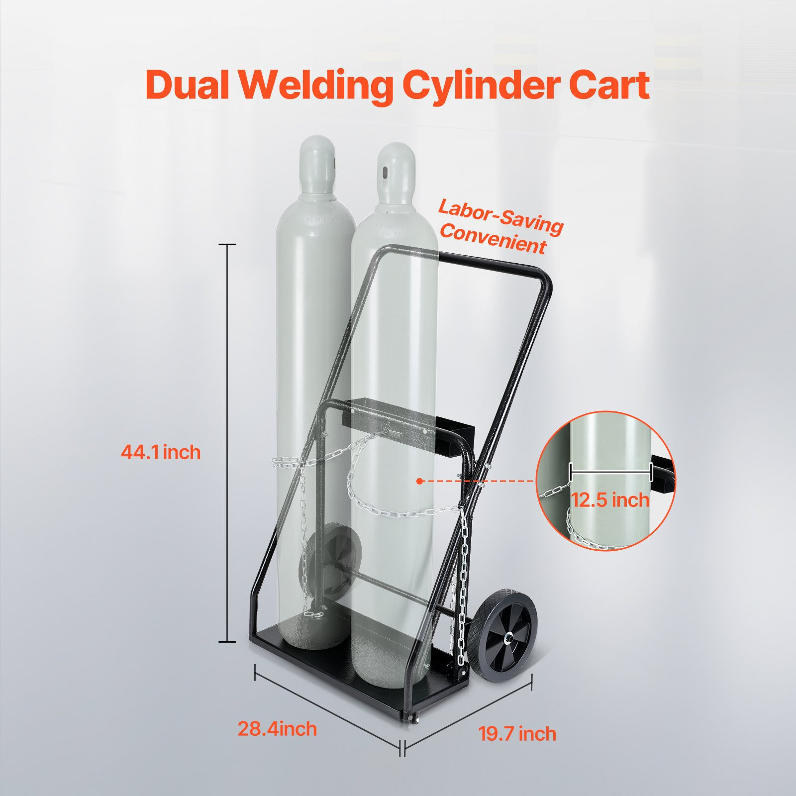 Dual Welding Cylinder Cart Oxygen Acetylene Tank Cart with 10" Solid Wheels