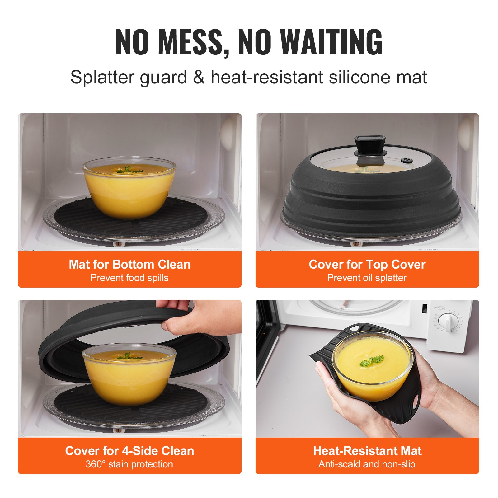 Microwave Splatter Cover & Mat, Multi-Purpose Kitchen Gadget with Handle